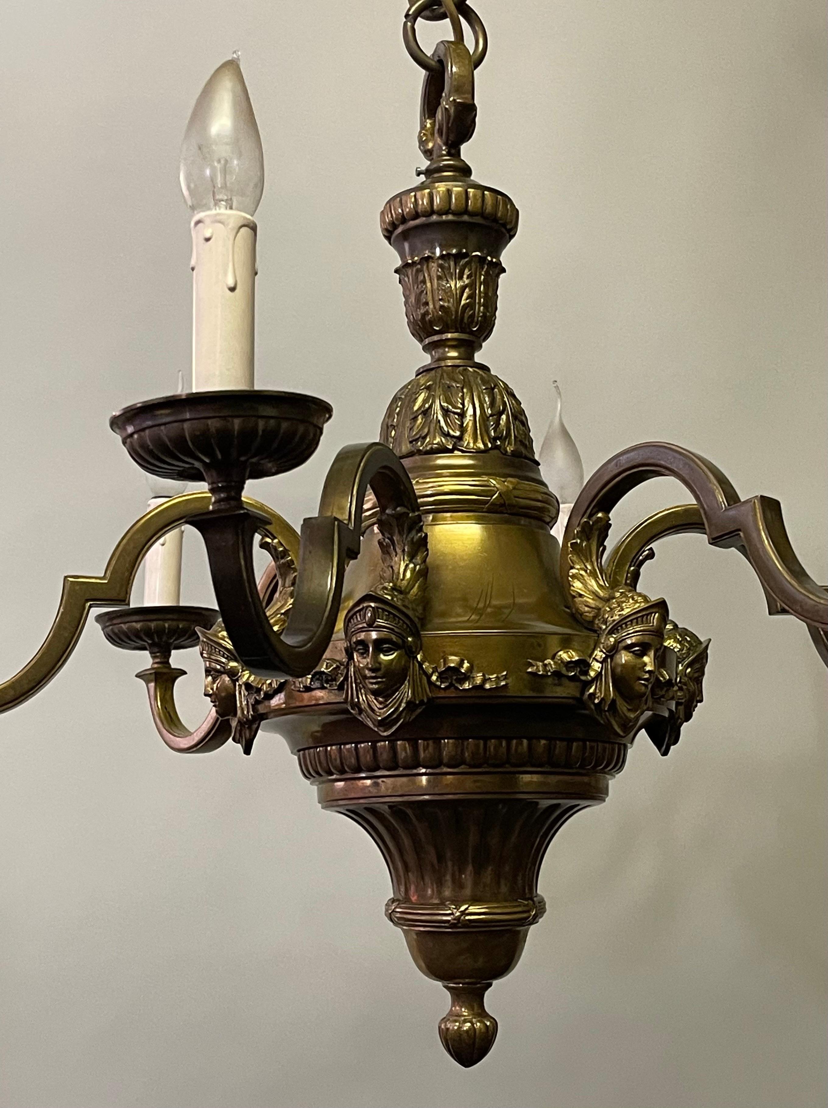 French Bronze Chandelier, circa 1900s For Sale 4