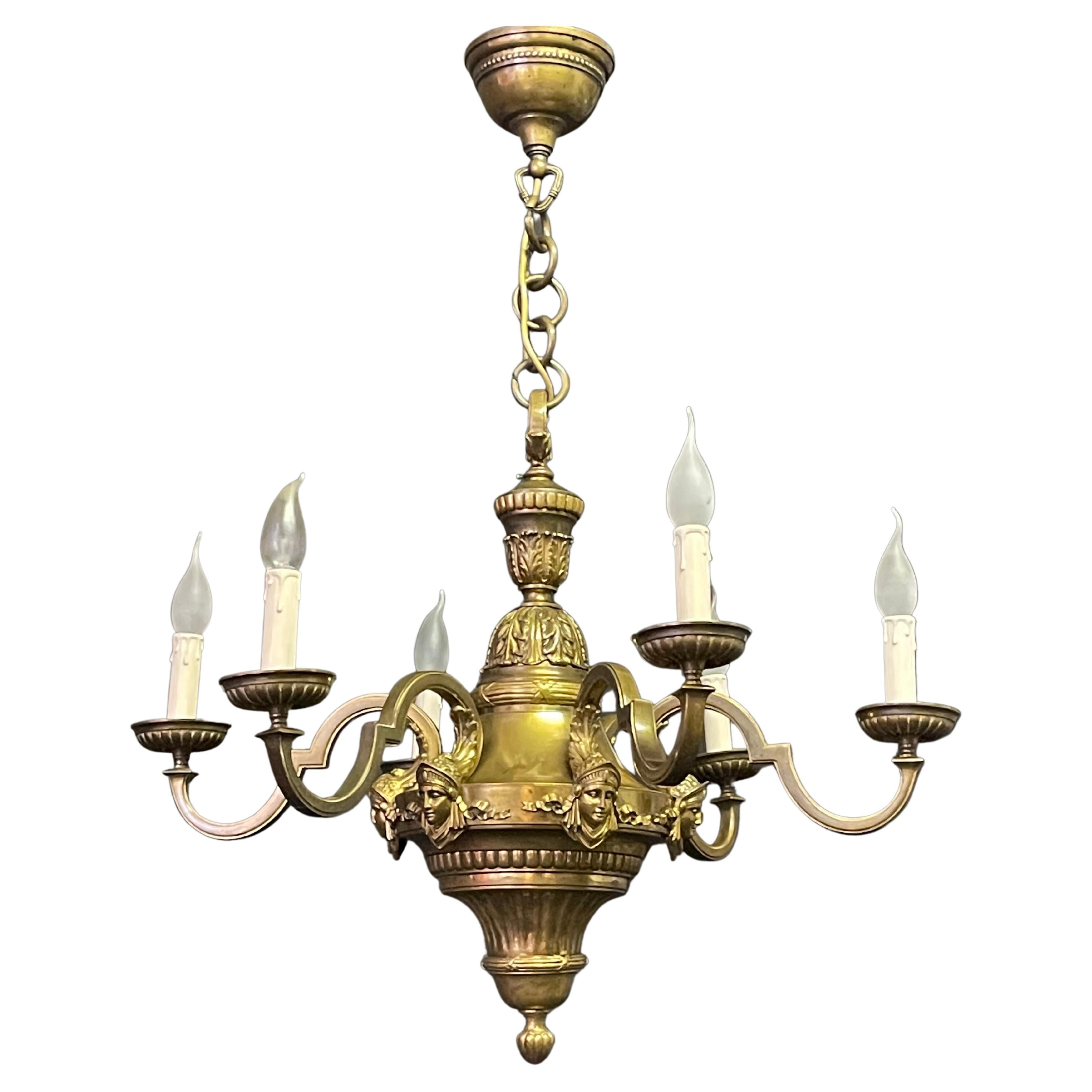 French Bronze Chandelier, circa 1900s For Sale