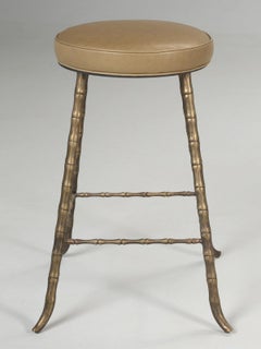 Taburete de cocina francés de bronce macizo e imitación de bambú inspirado en Maison Jansen