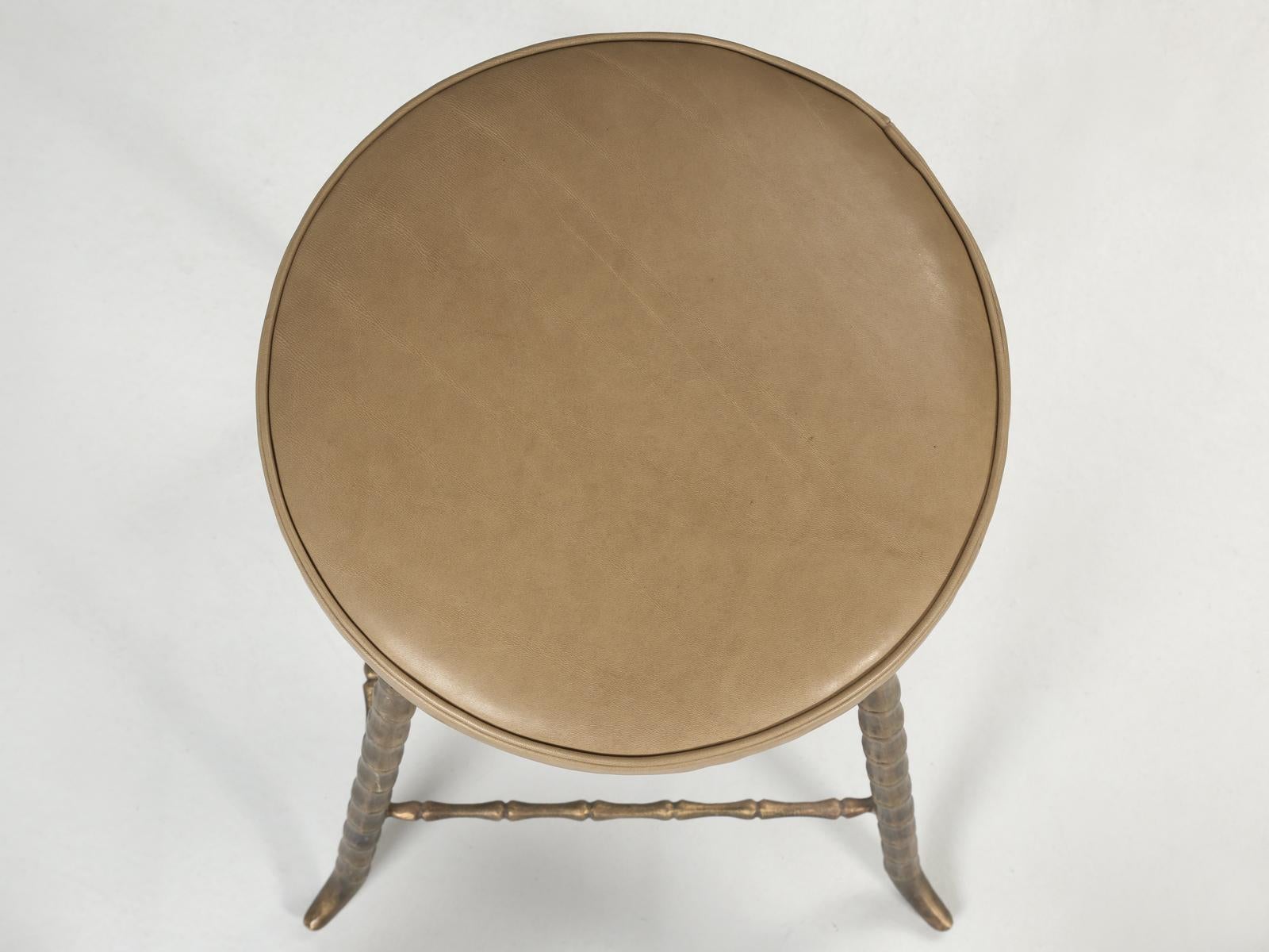 American French Solid Bronze Faux Bamboo Kitchen Stool Inspired by Maison Jansen