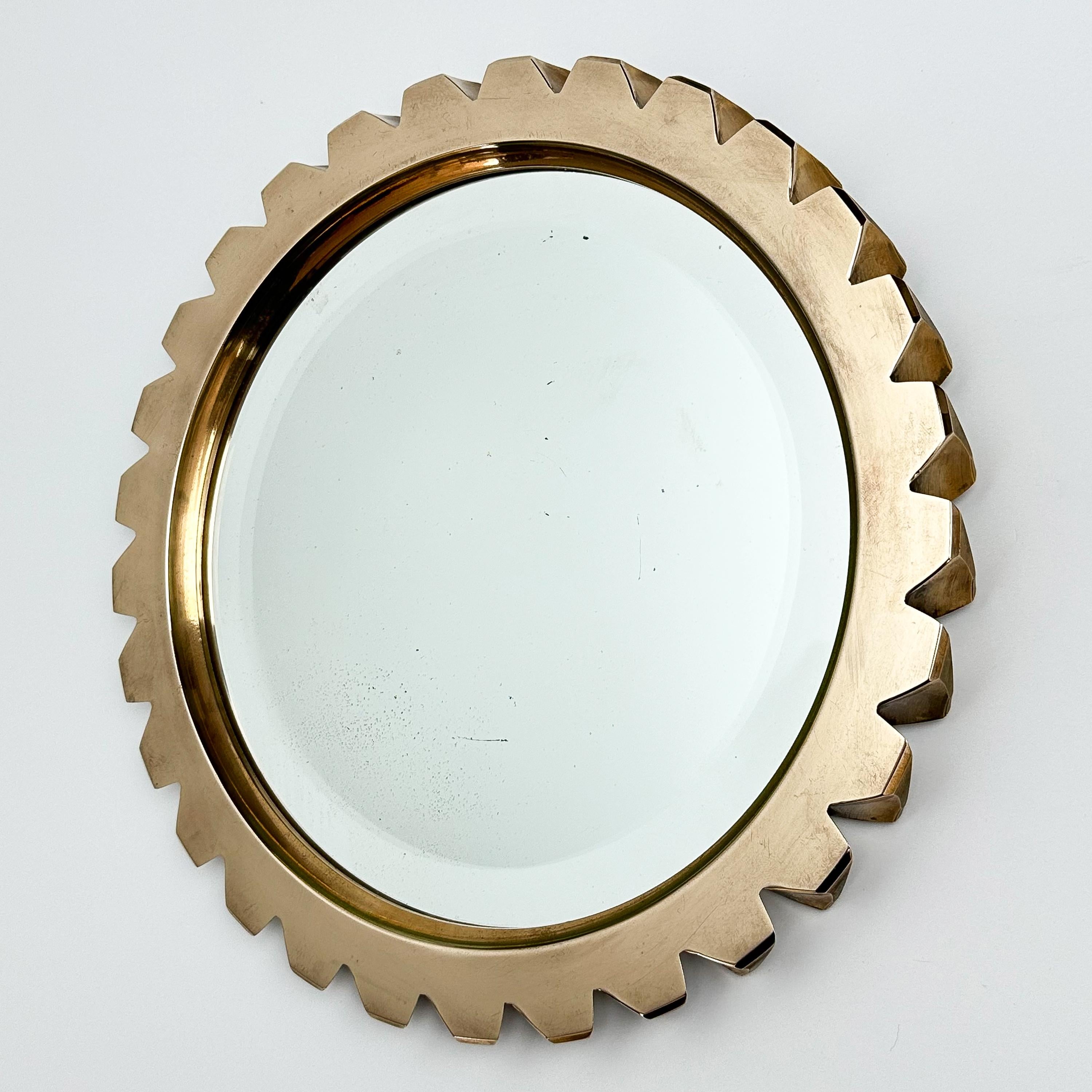 French Solid Bronze Modernist Wall Mirror For Sale 4