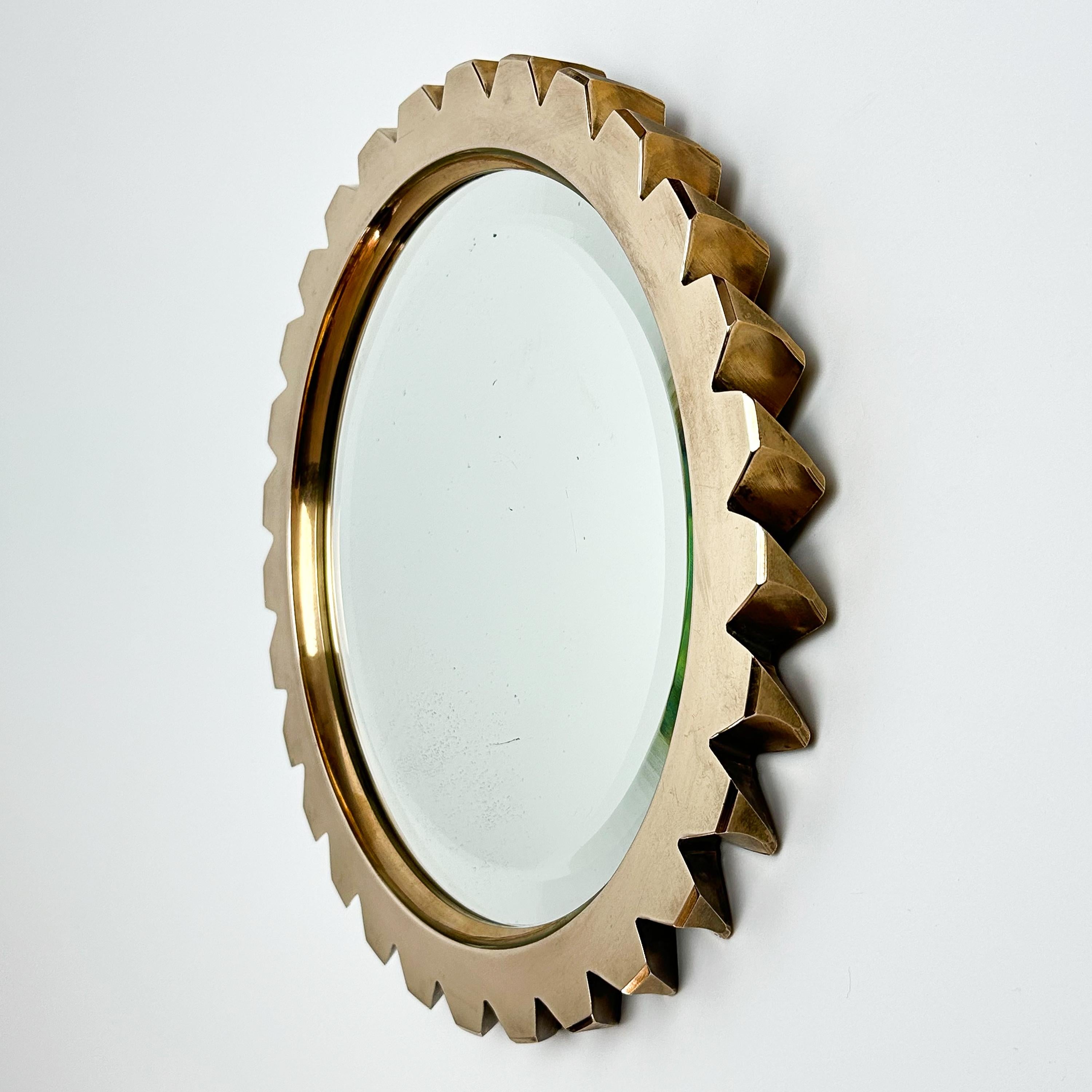 French Solid Bronze Modernist Wall Mirror For Sale 5