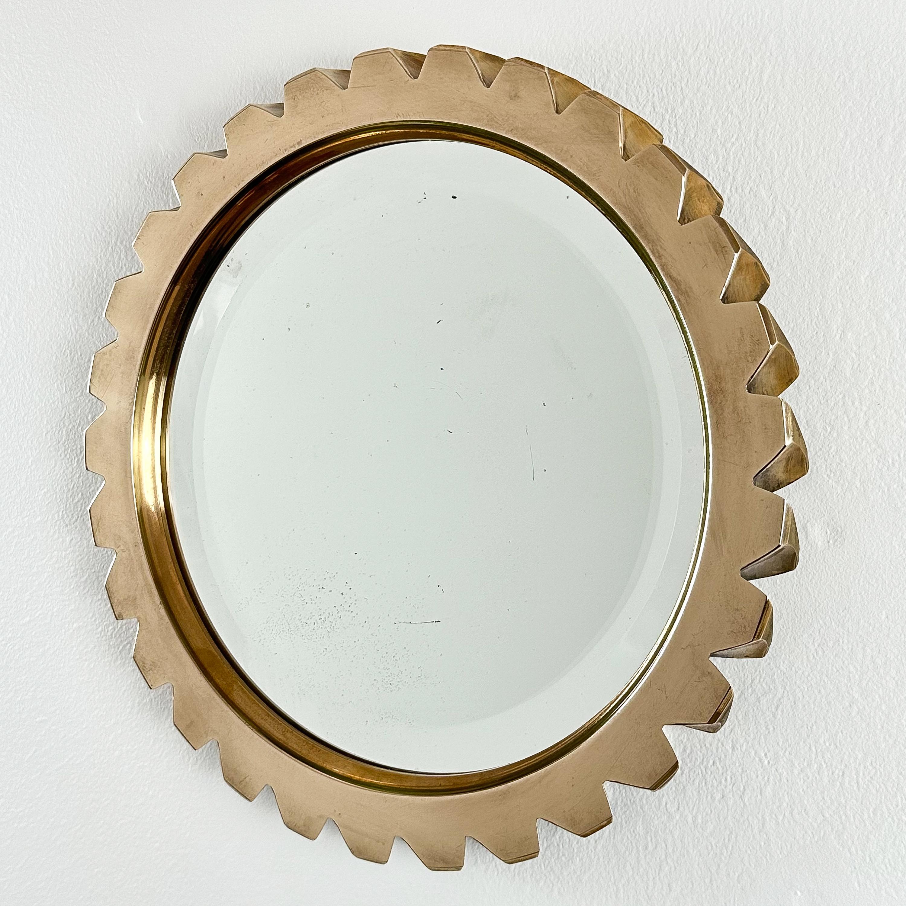 Mid-Century Modern French Solid Bronze Modernist Wall Mirror For Sale