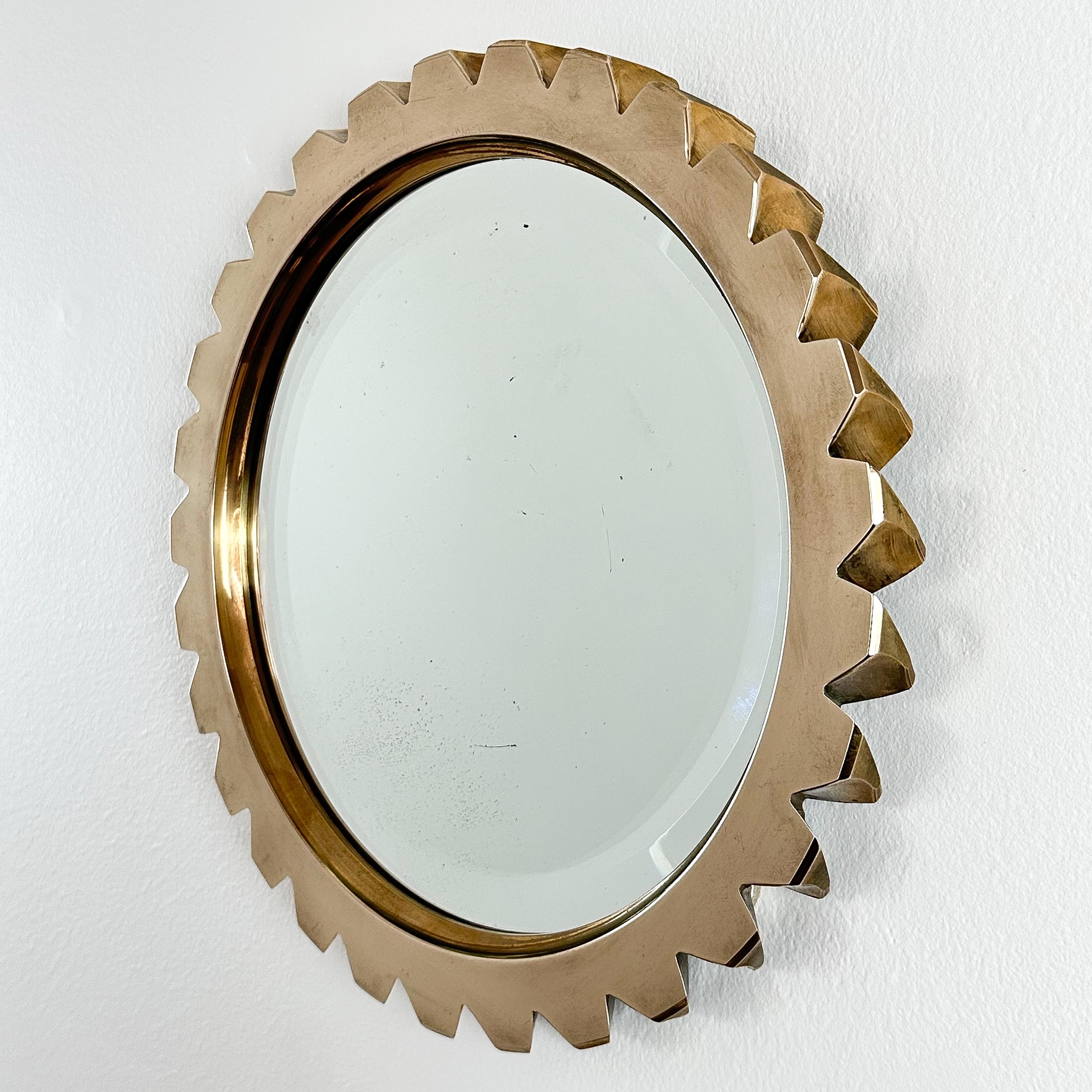 Late 20th Century French Solid Bronze Modernist Wall Mirror For Sale