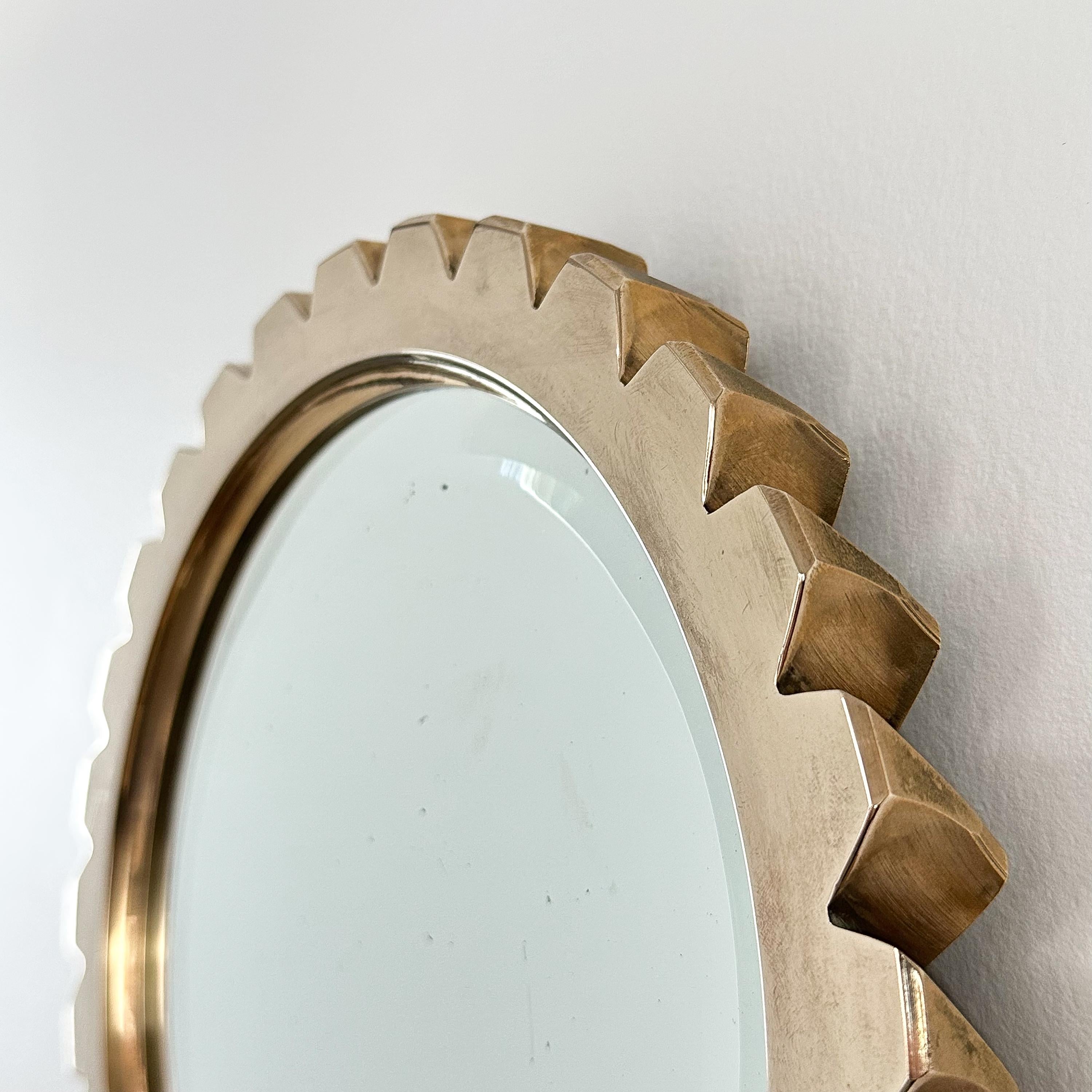 French Solid Bronze Modernist Wall Mirror For Sale 1