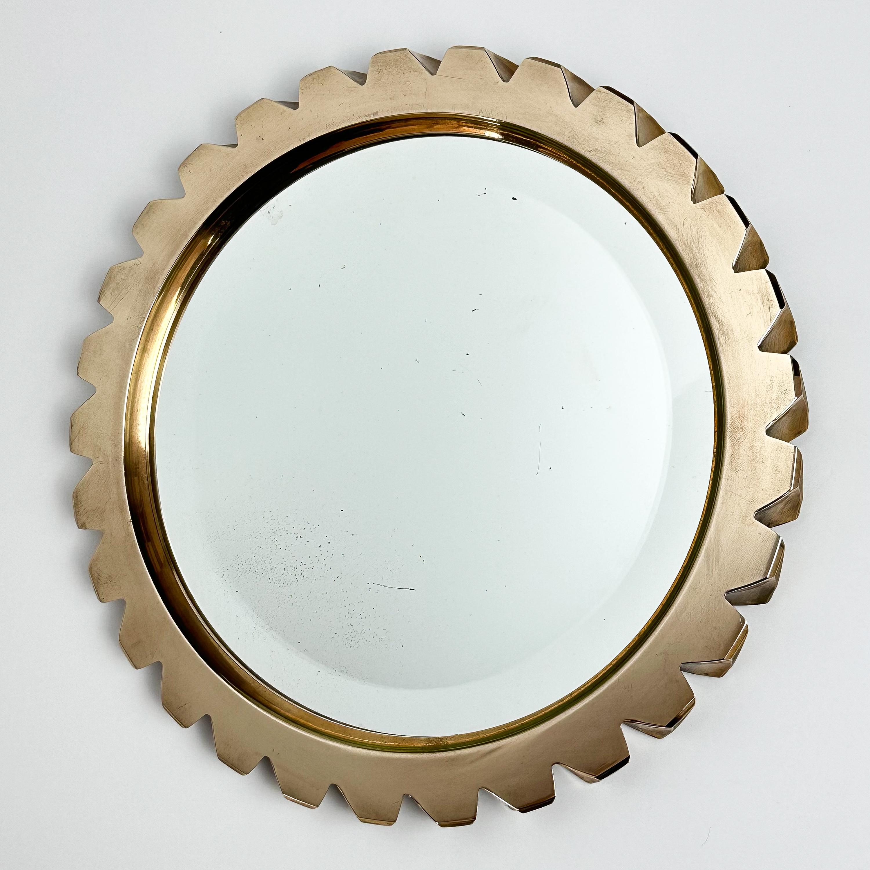 French Solid Bronze Modernist Wall Mirror For Sale 3
