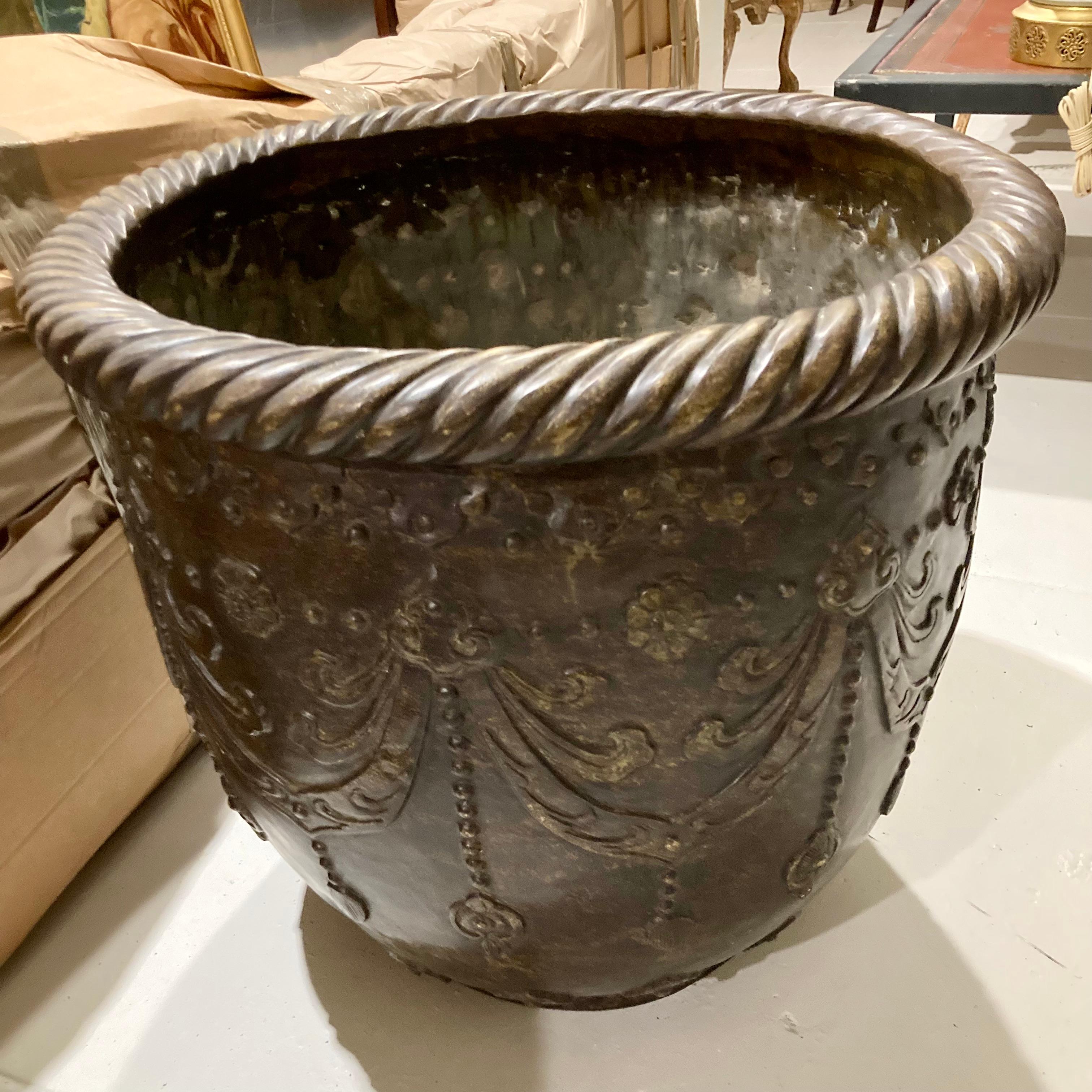 20th Century French Solid Bronze Planter For Sale