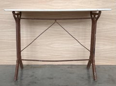 French Solid Cast Iron French Scrolling Bistro Table with Marble Top