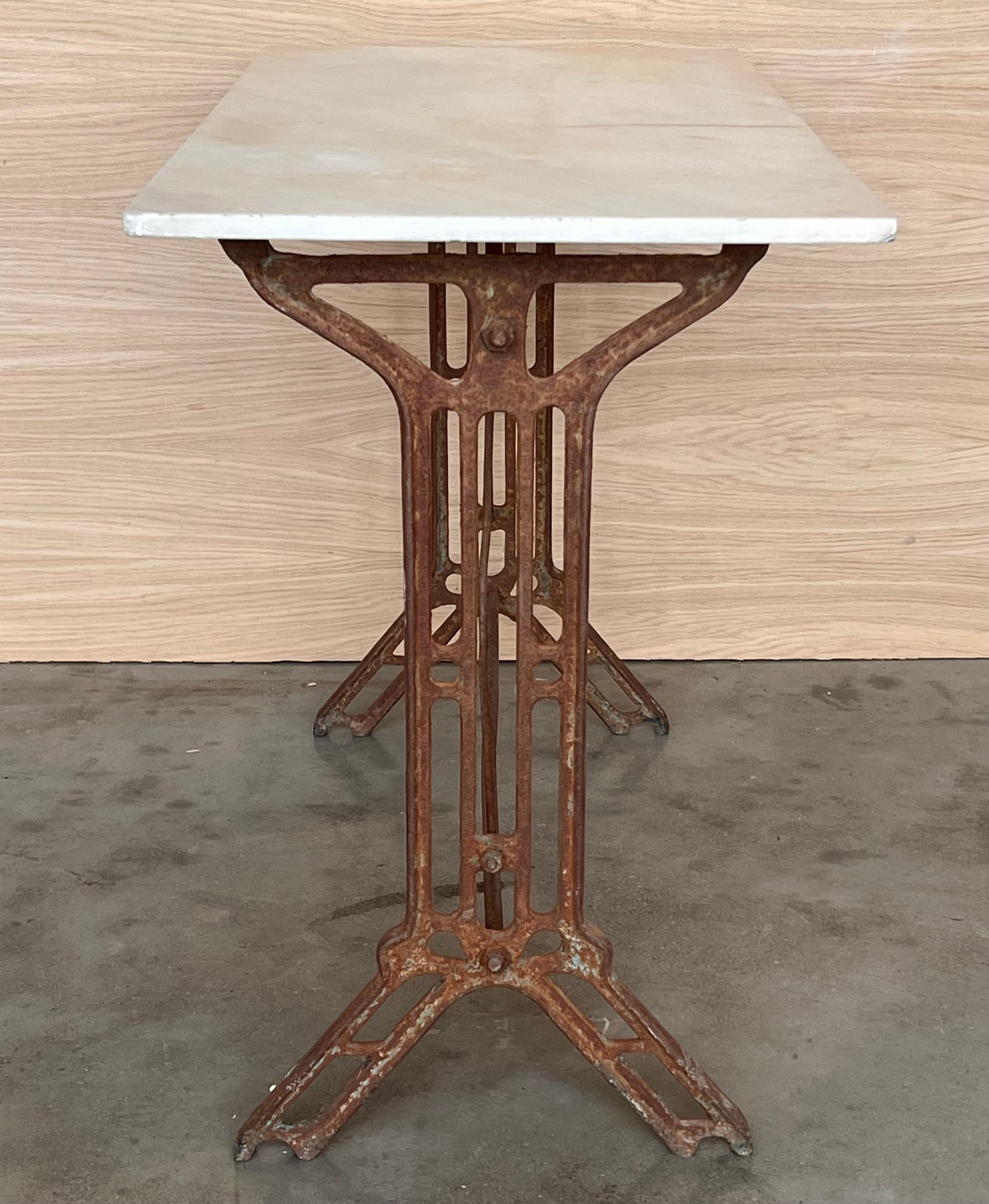 French Solid Cast Iron French Scrolling Bistro Table with Marble Top For Sale 4