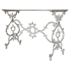 French Solid Cast Iron French Scrolling "Butterfly" Coffee Table with Marble Top