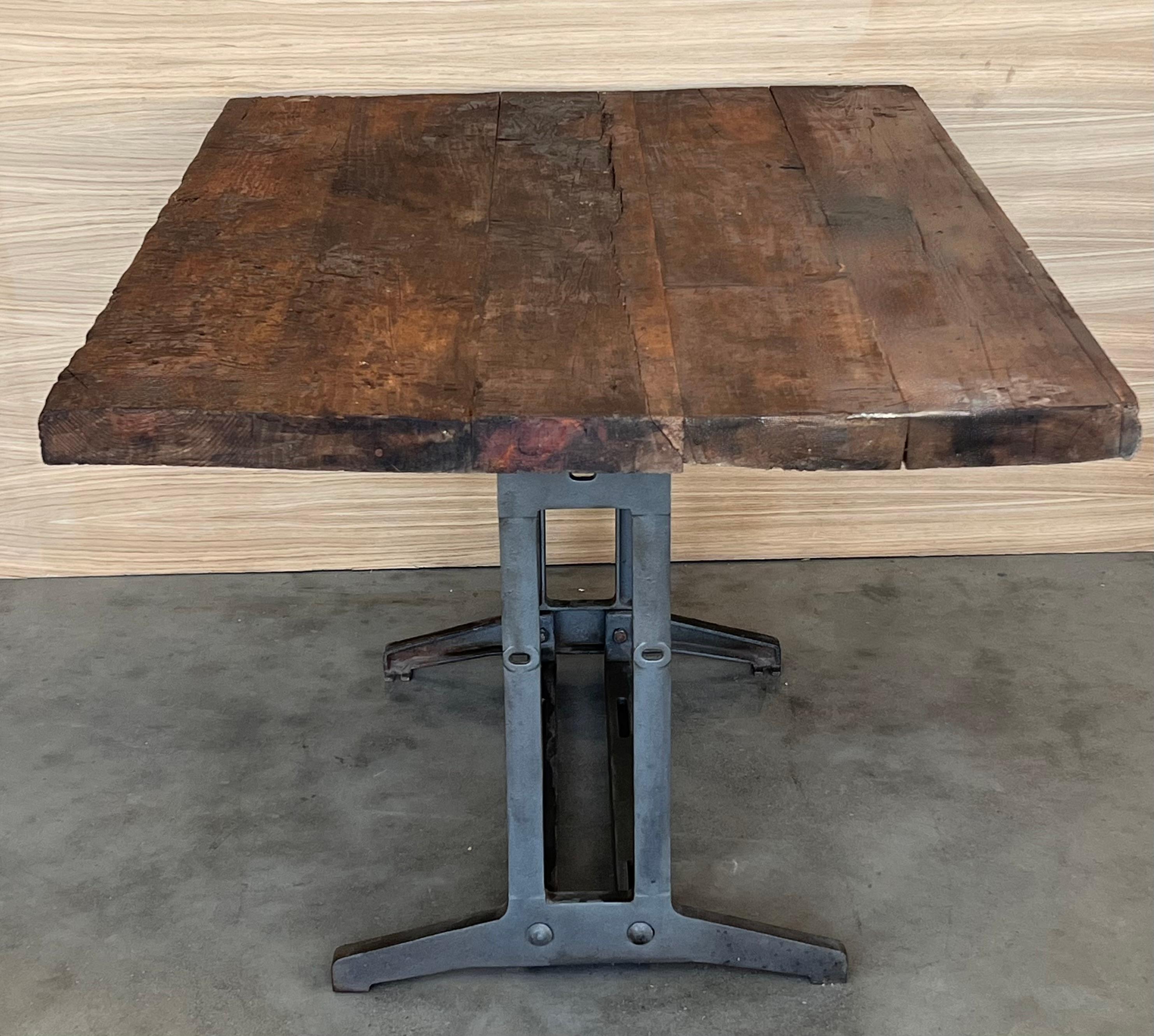 French Solid Cast Iron French Work Table with Wood Top For Sale 5