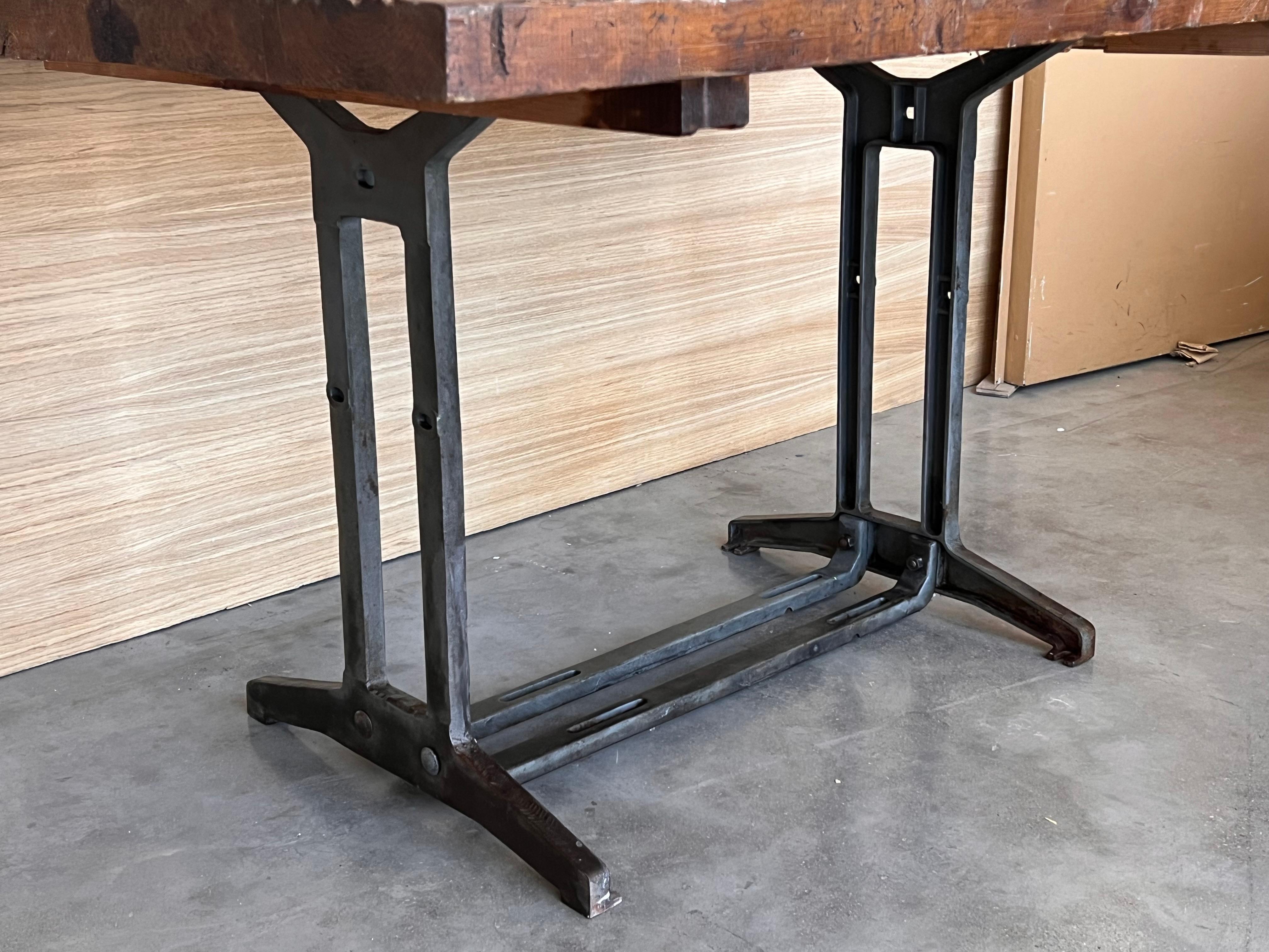French Solid Cast Iron French Work Table with Wood Top For Sale 8