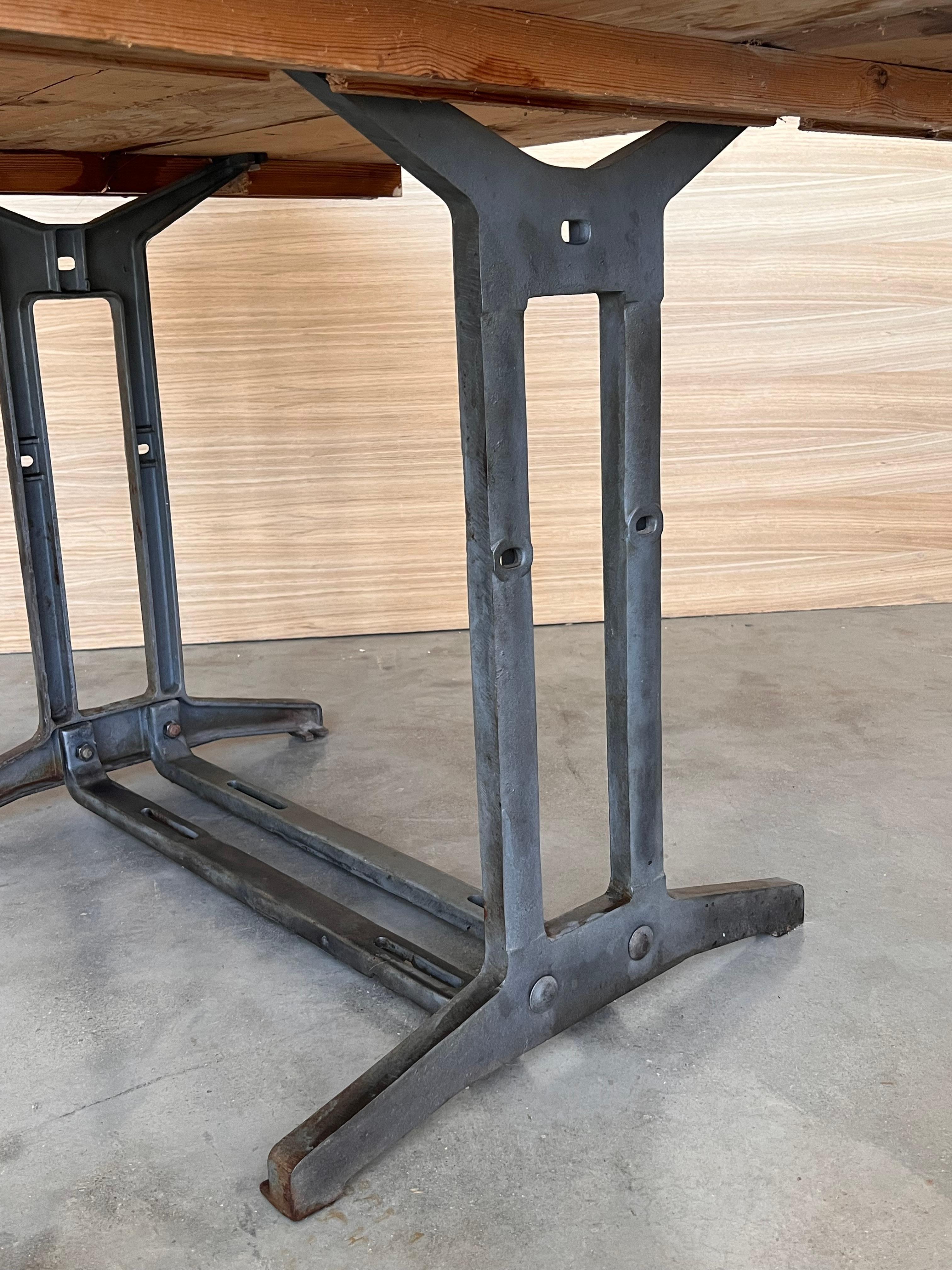 French Solid Cast Iron French Work Table with Wood Top For Sale 10