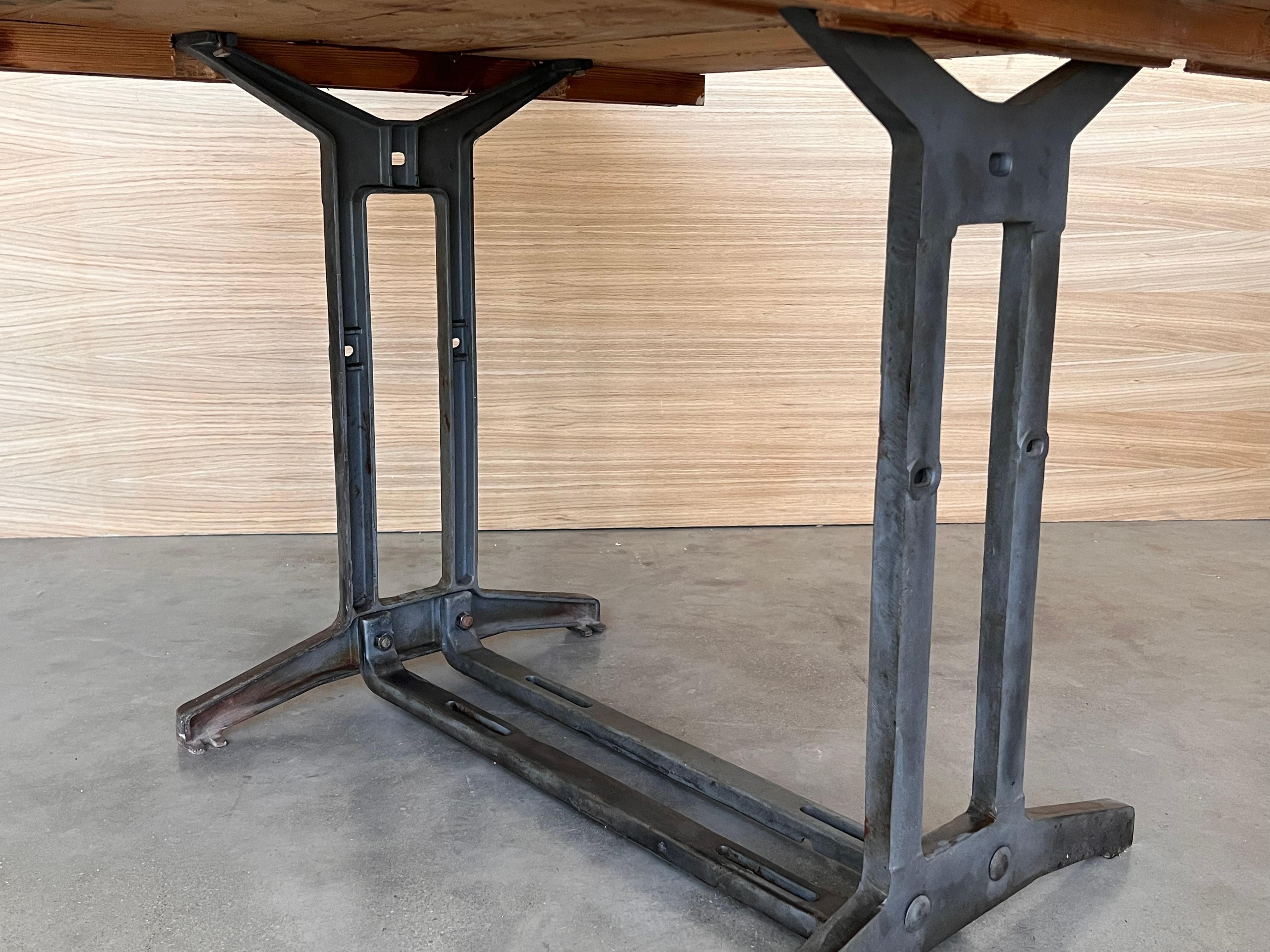 French Solid Cast Iron French Work Table with Wood Top For Sale 11