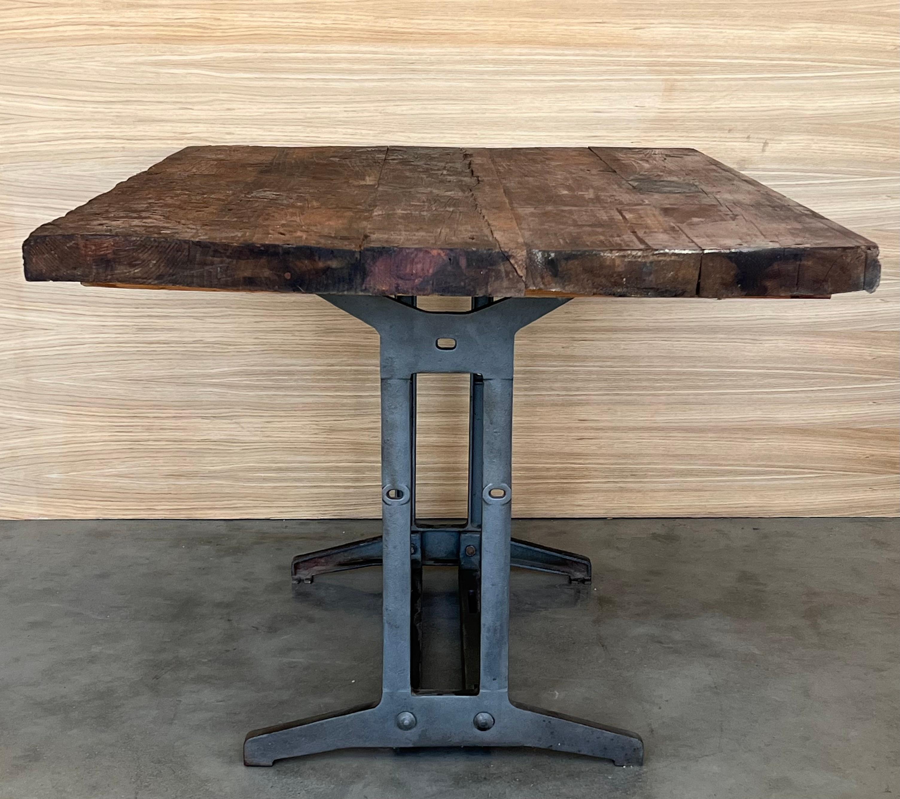 French Solid Cast Iron French Work Table with Wood Top For Sale 4
