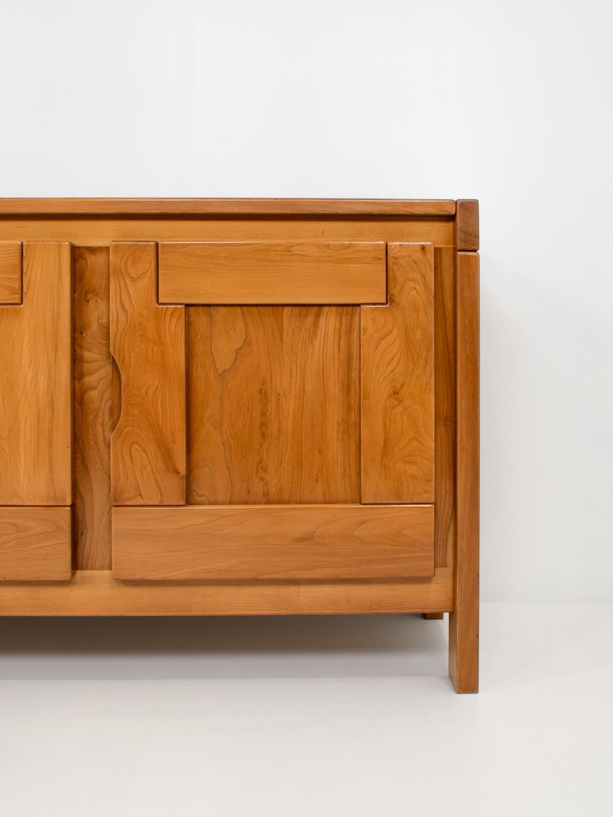 French Solid Elm Sideboard by Maison Regain 6