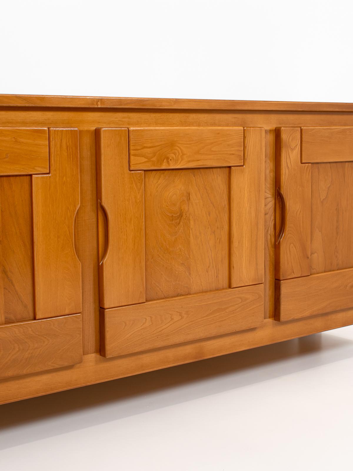 Mid-20th Century French Solid Elm Sideboard by Maison Regain