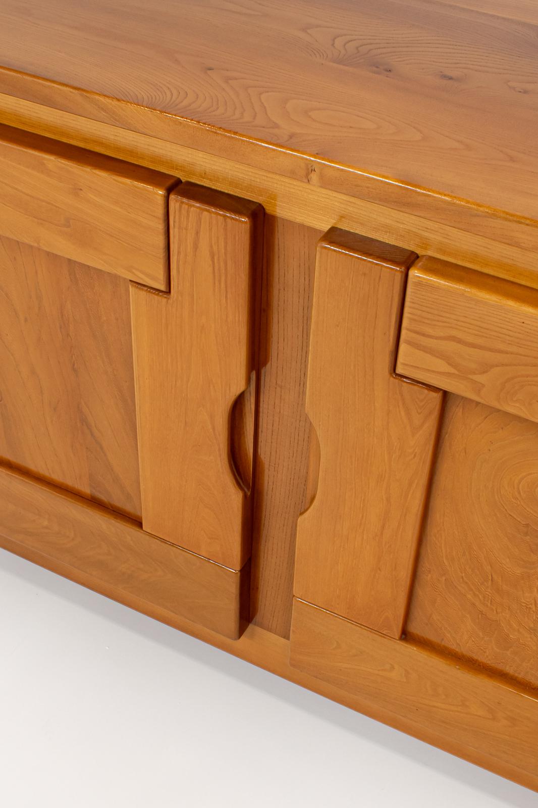 French Solid Elm Sideboard by Maison Regain 1
