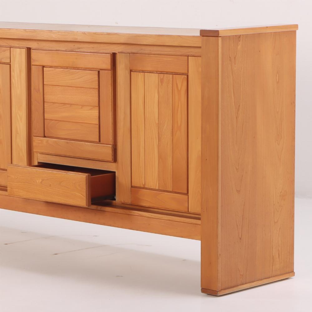 Late 20th Century French solid elm sideboard with bar section by Maison Regain, C 1970. For Sale