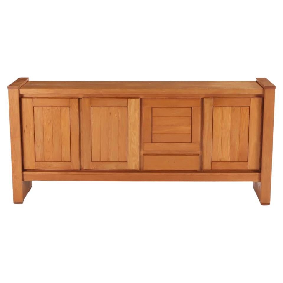 French solid elm sideboard with bar section by Maison Regain, C 1970. For Sale