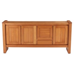 Credenza francese in olmo massiccio con sezione bar di Maison Regain, C.C. 1970.