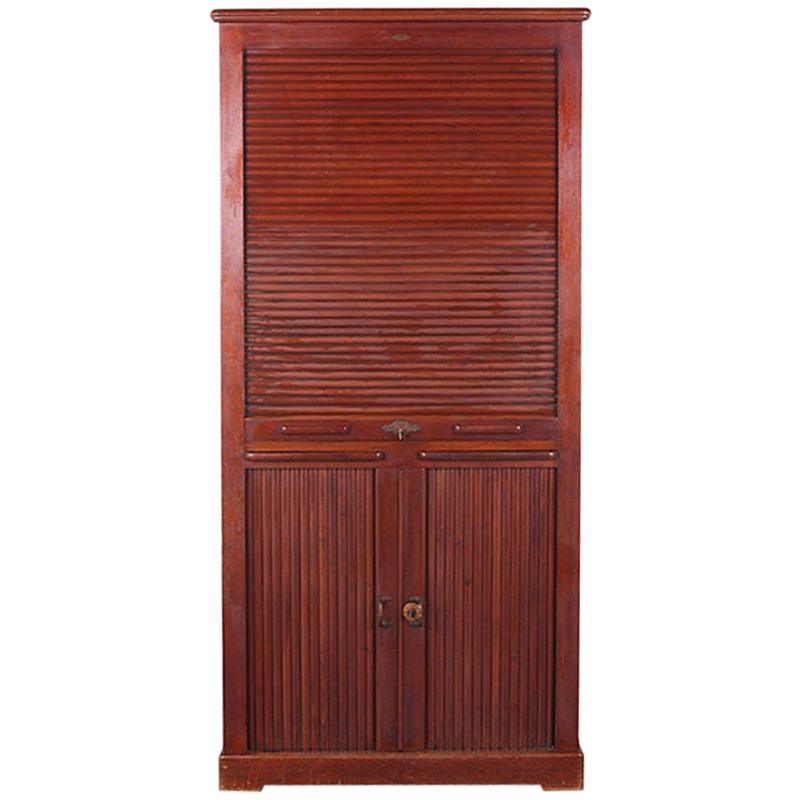 French Oak Single Tambour Front Filing For Sale at 1stDibs