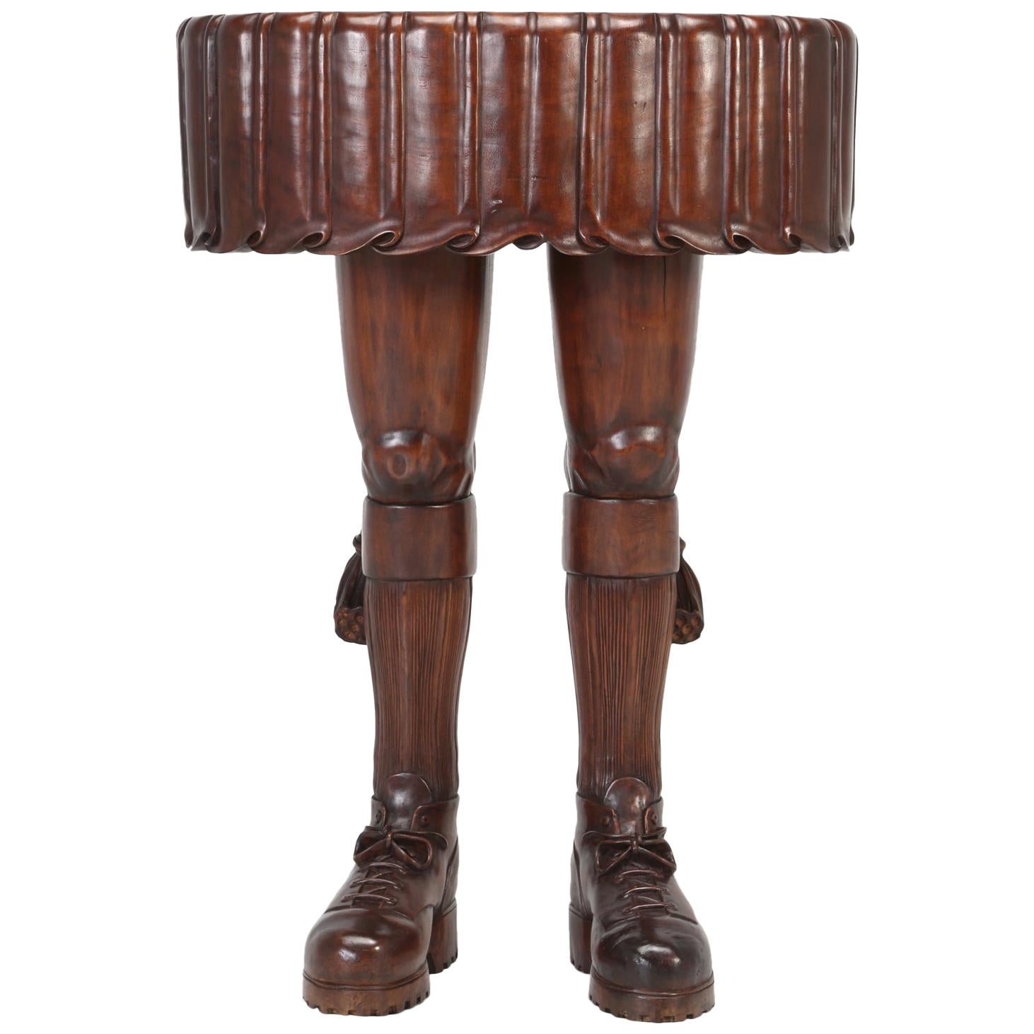 French Solid Mahogany Whimsical Side Table or Sculpture