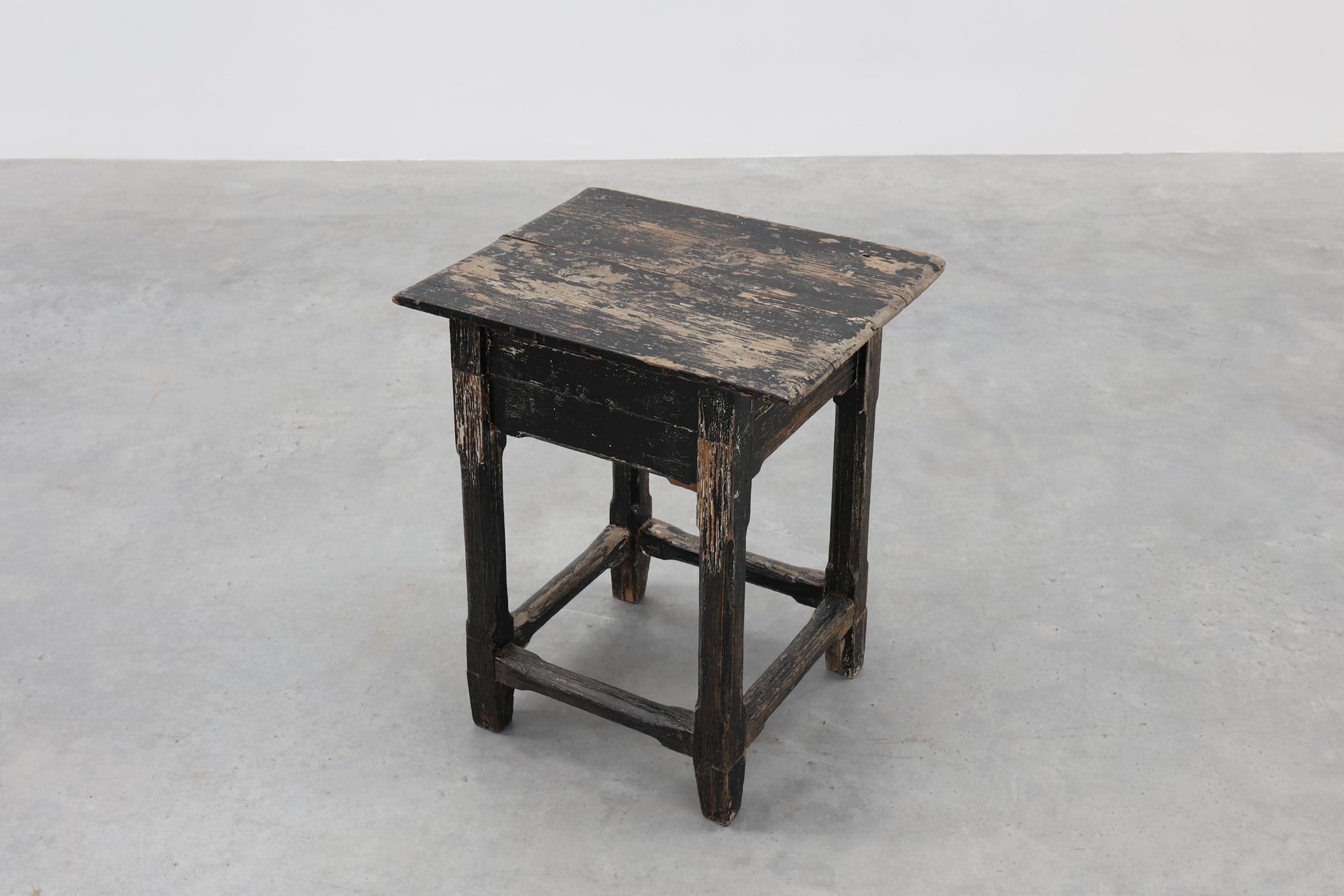 French solid oak black side table in wabi sabi style, ca. 1850 For Sale 3