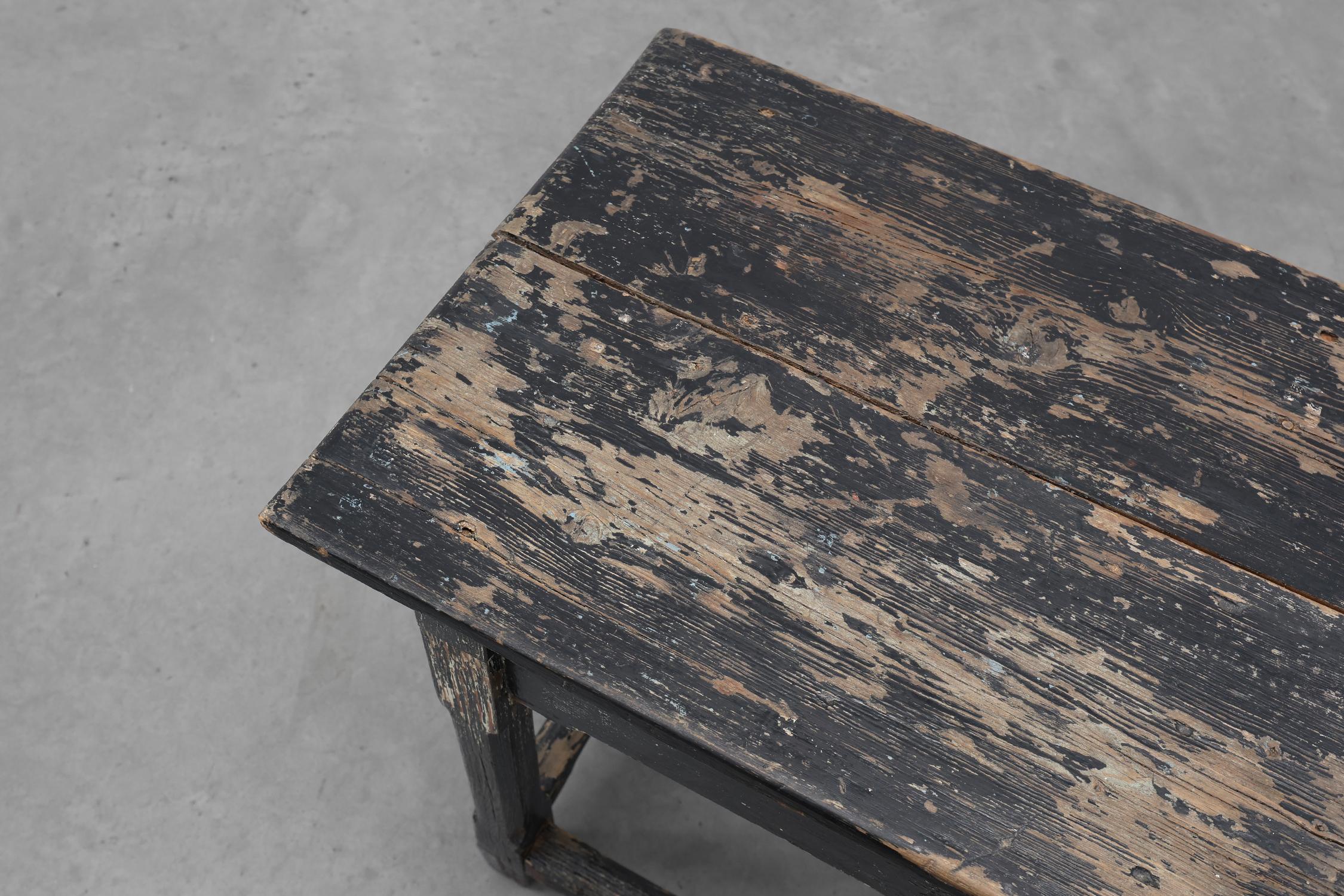 French solid oak black side table in wabi sabi style, ca. 1850 For Sale 5