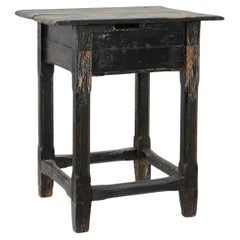 Tavolino francese in rovere massiccio nero in stile wabi sabi, 1850 ca.