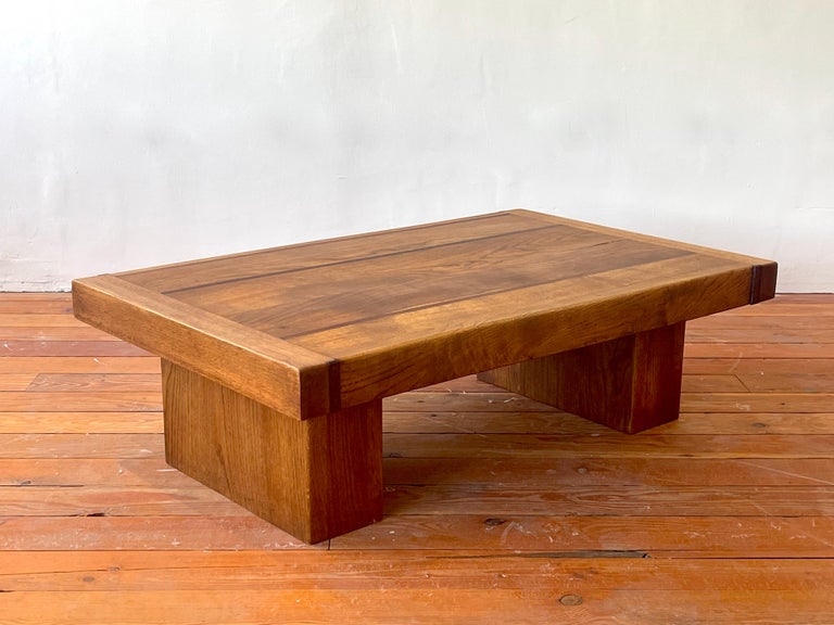 French Solid Oak Coffee Table,  1950's For Sale 6