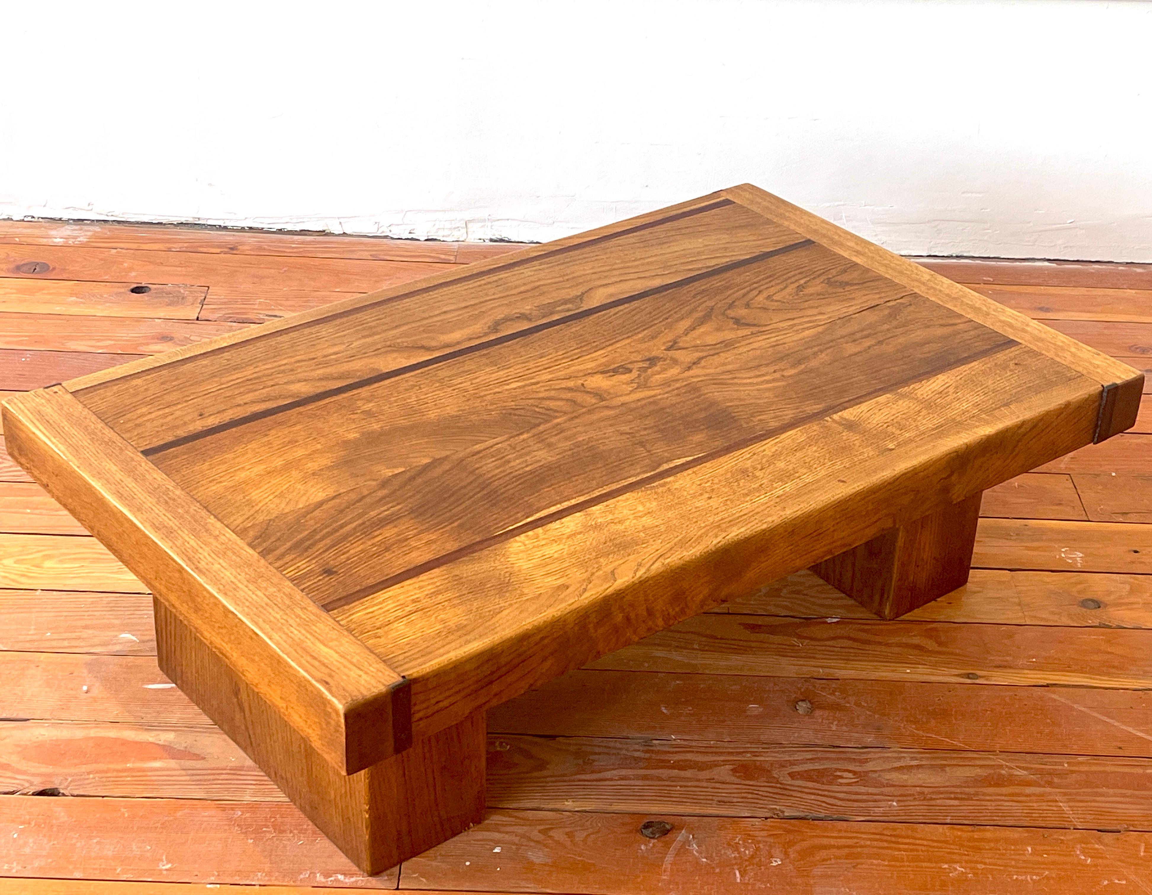 French Solid Oak Coffee Table,  1950's In Good Condition In Beverly Hills, CA