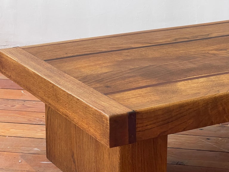 Mid-20th Century French Solid Oak Coffee Table,  1950's For Sale