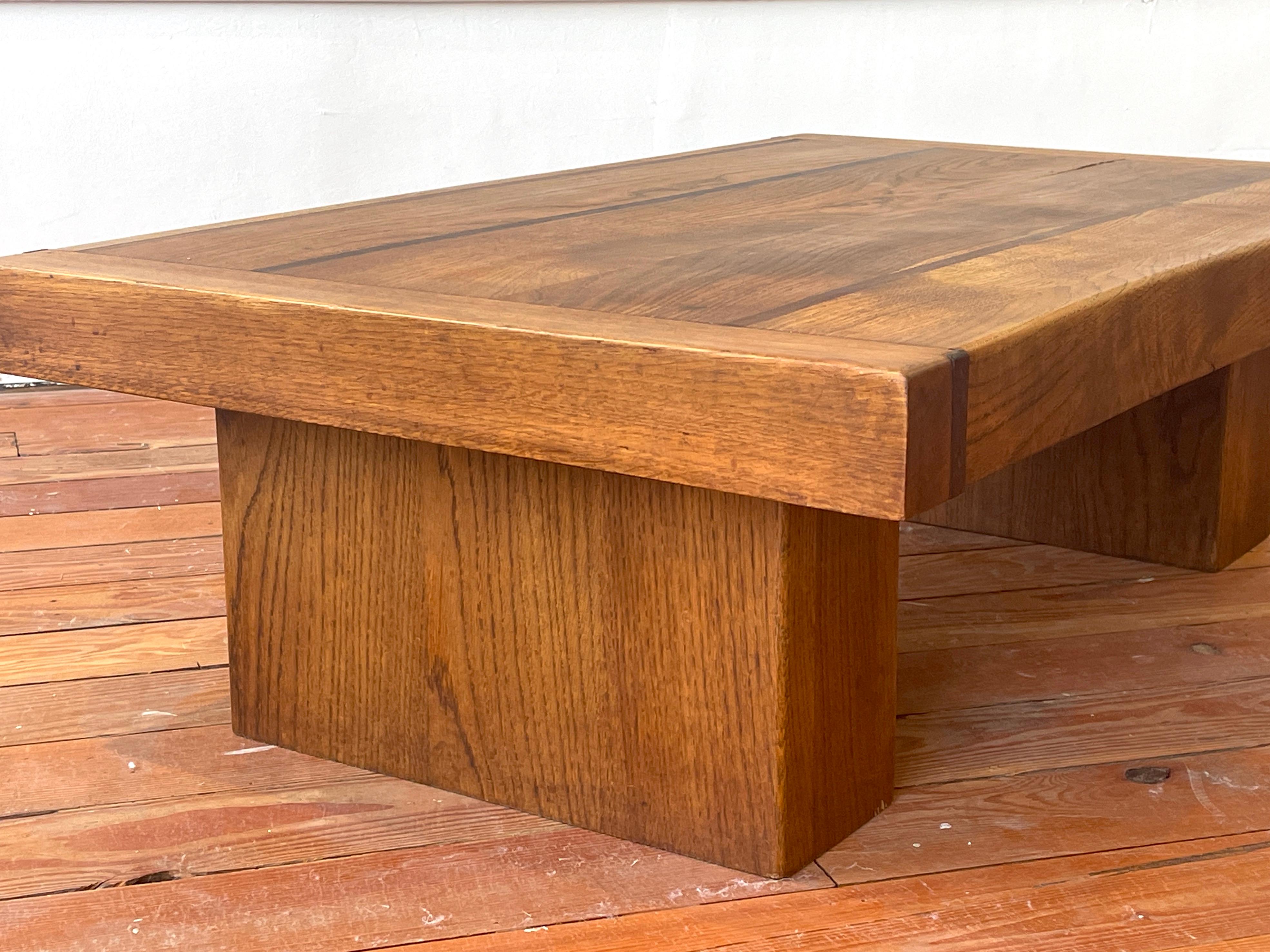 French Solid Oak Coffee Table,  1950's 1