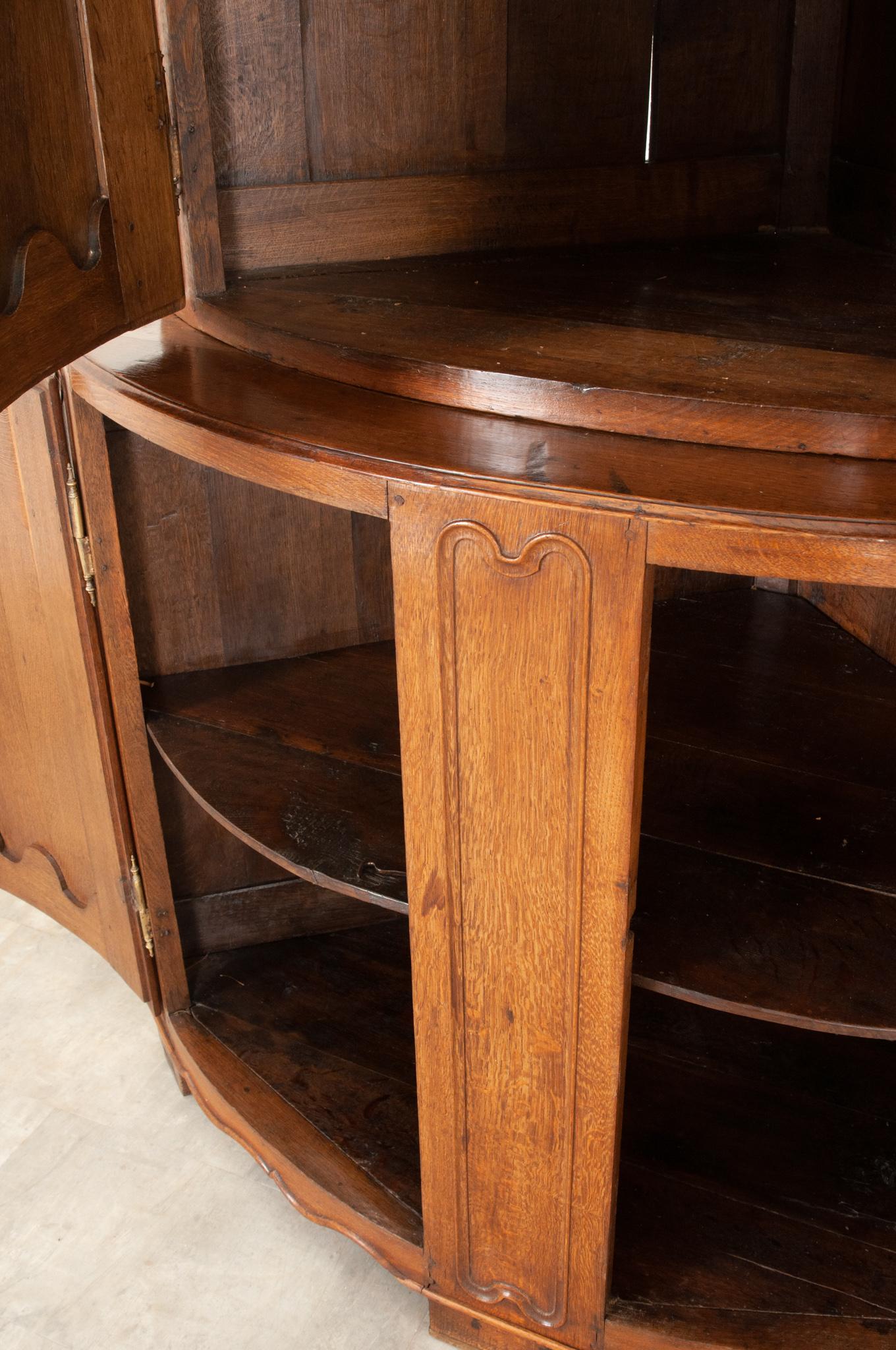 French Solid Oak Corner Buffet a deux Corps For Sale 3