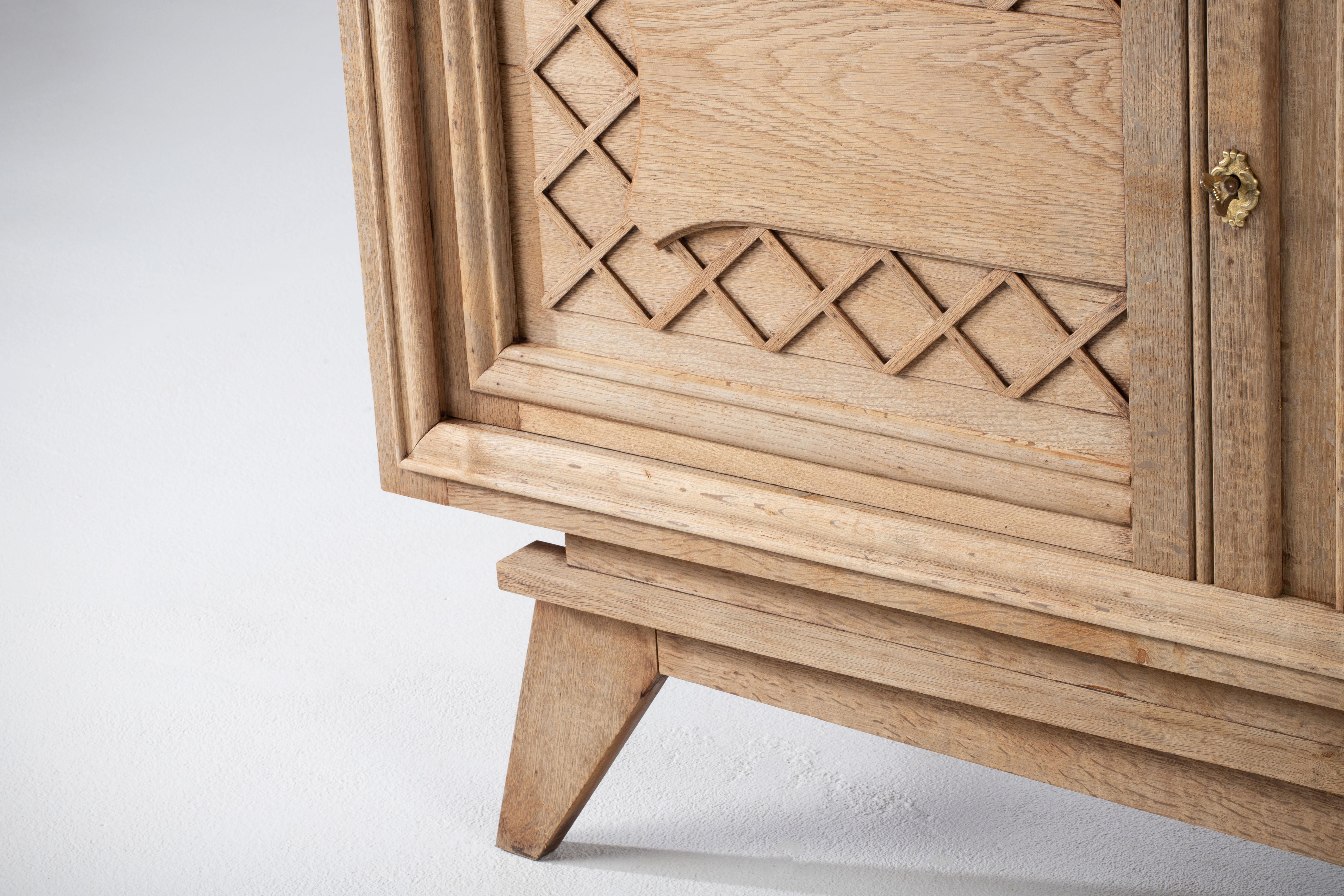 French Solid Oak Credenza, 1940s 4