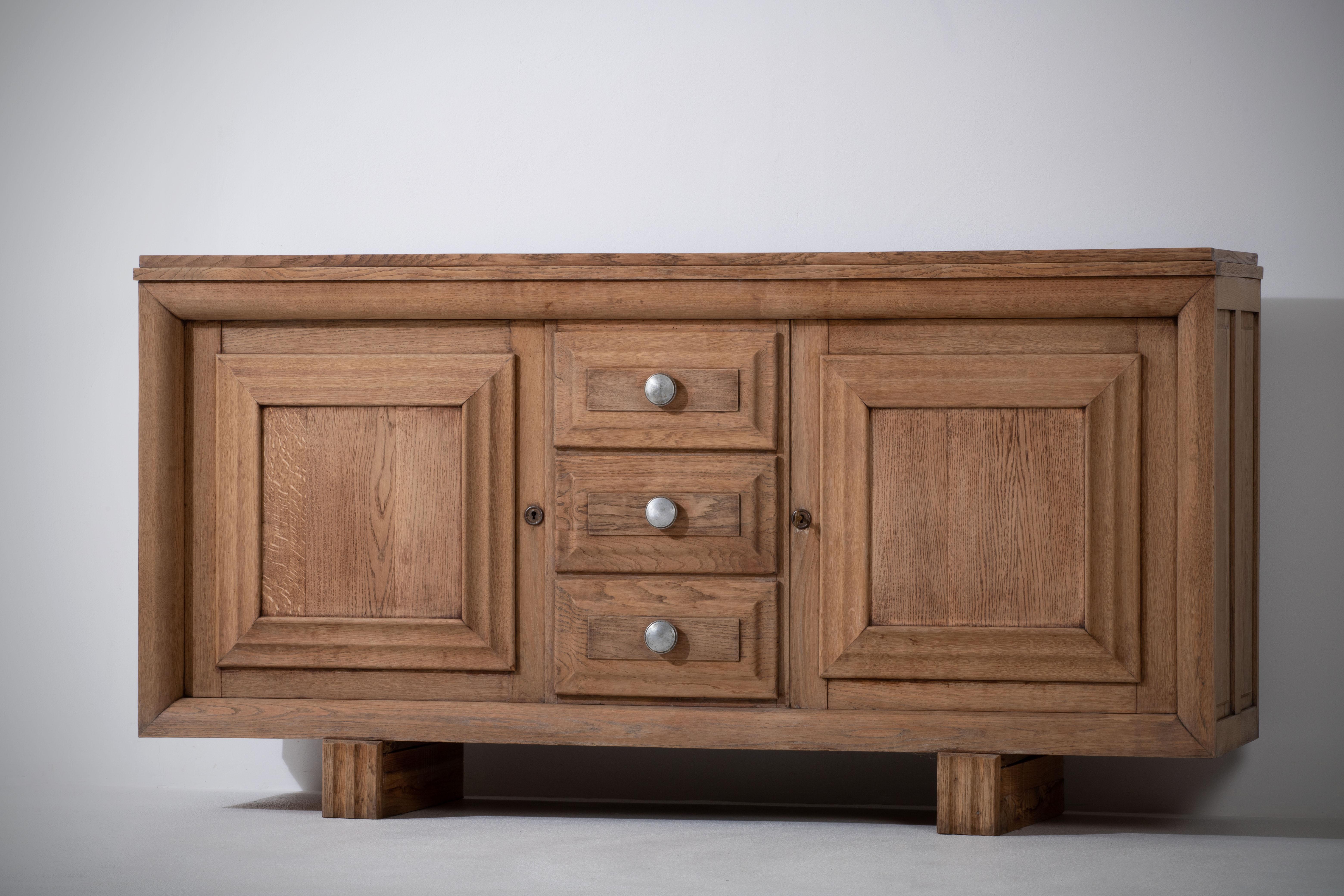 French, Solid Oak Credenza, 1940s 7