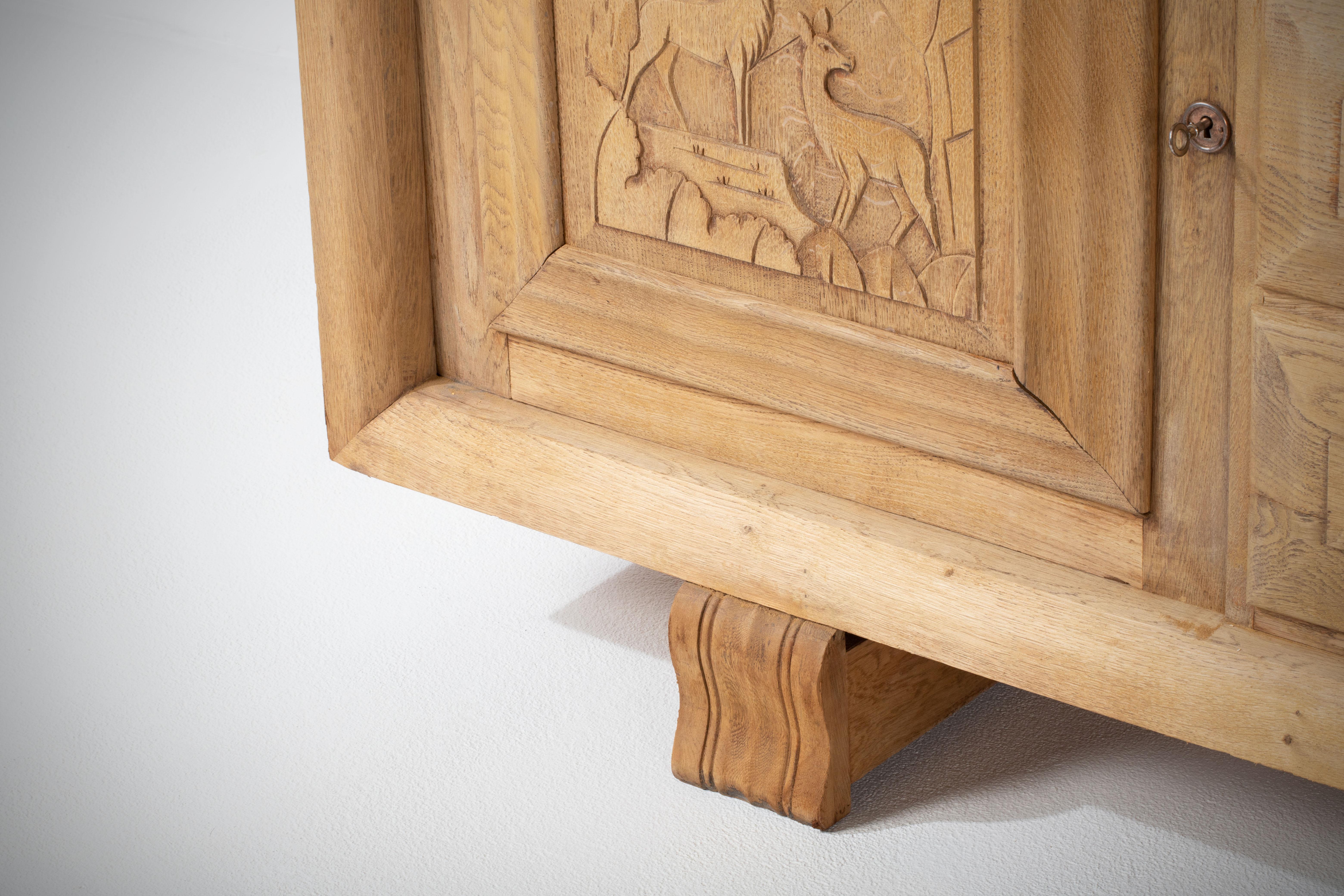 French, Solid Oak Credenza, 1940s For Sale 9