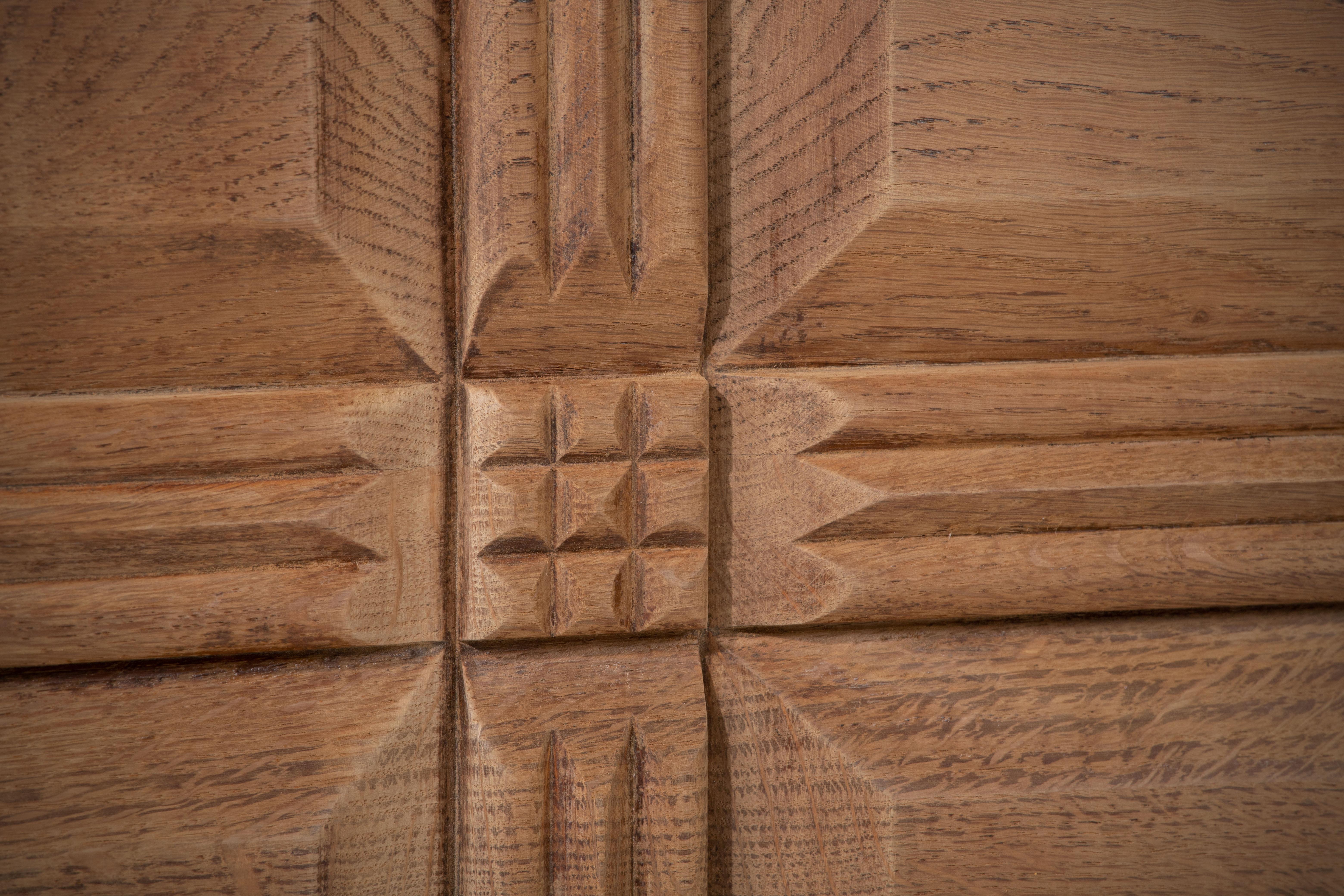 French Solid Oak Credenza, 1940s 9