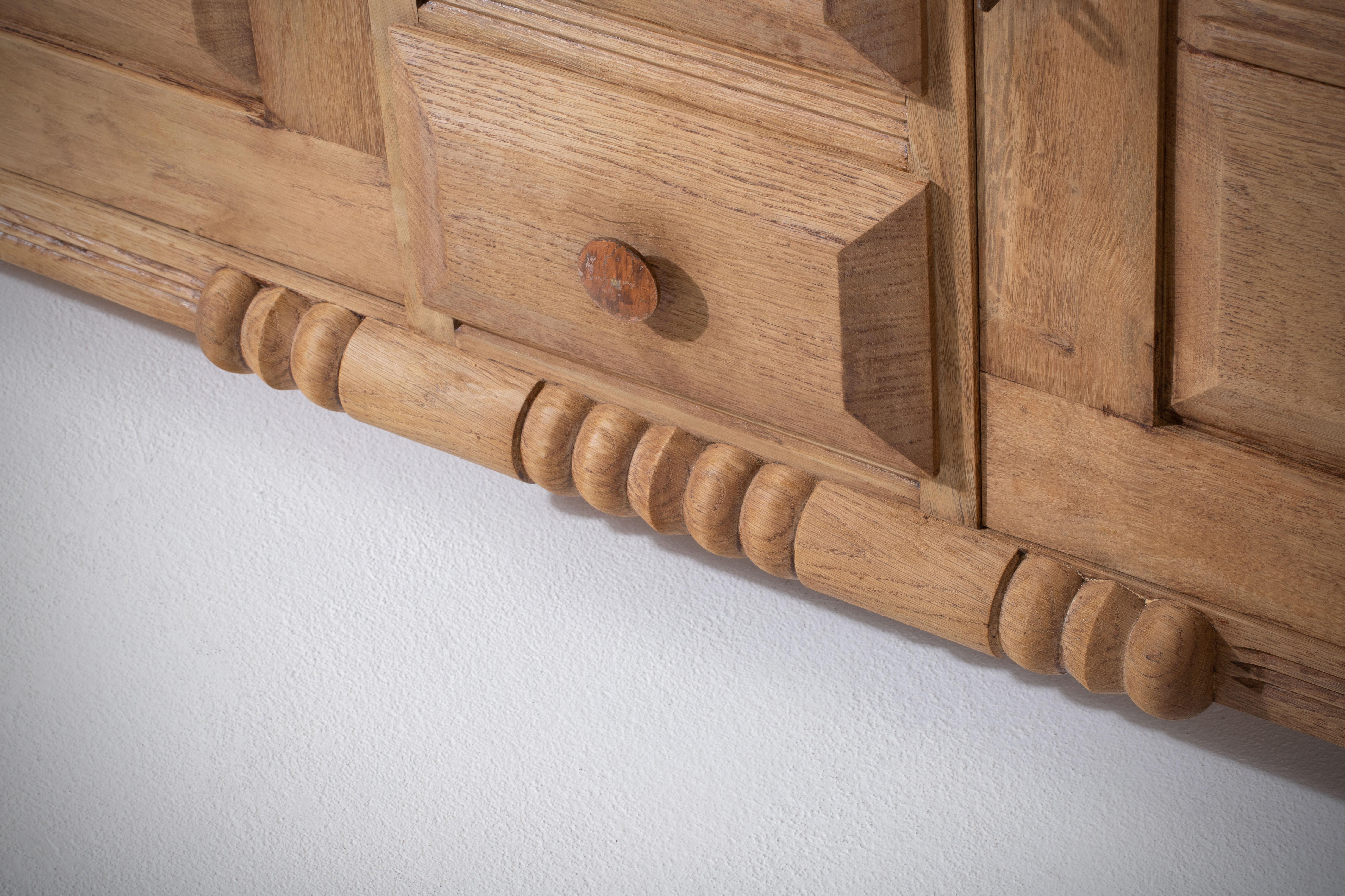 French Solid Oak Credenza, 1940s 11