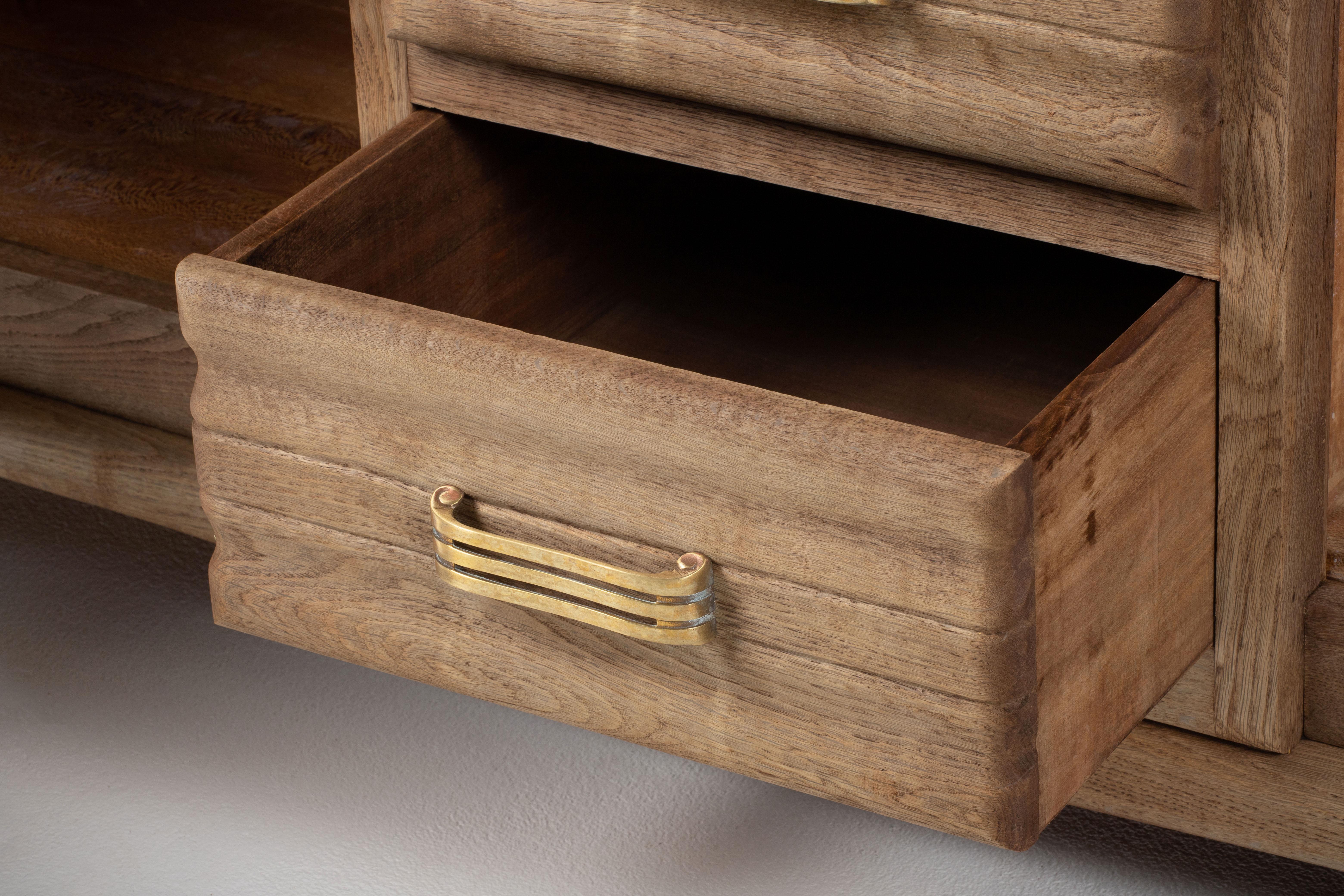 French Solid Oak Credenza, 1940s 1