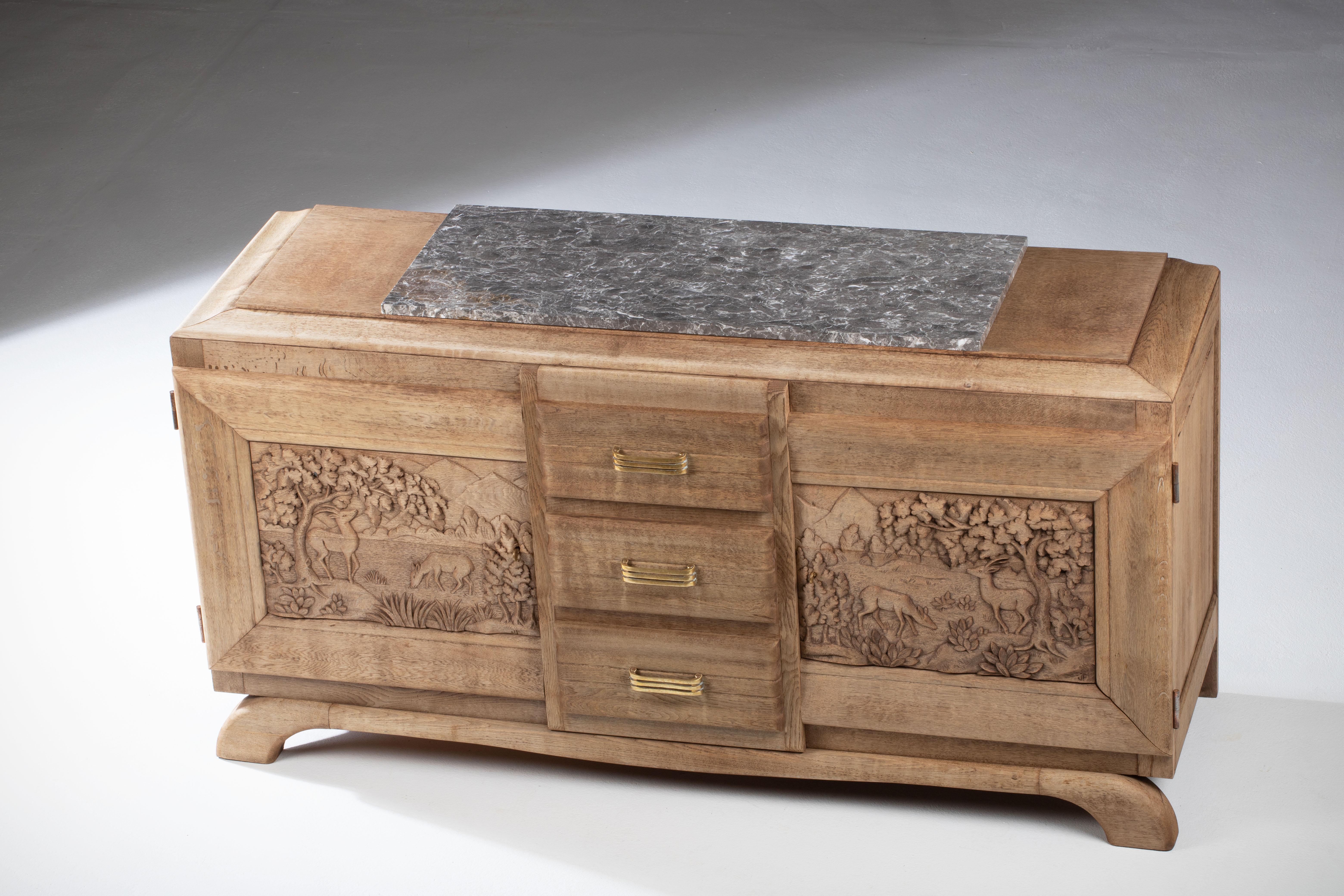 French Solid Oak Credenza, 1940s 2