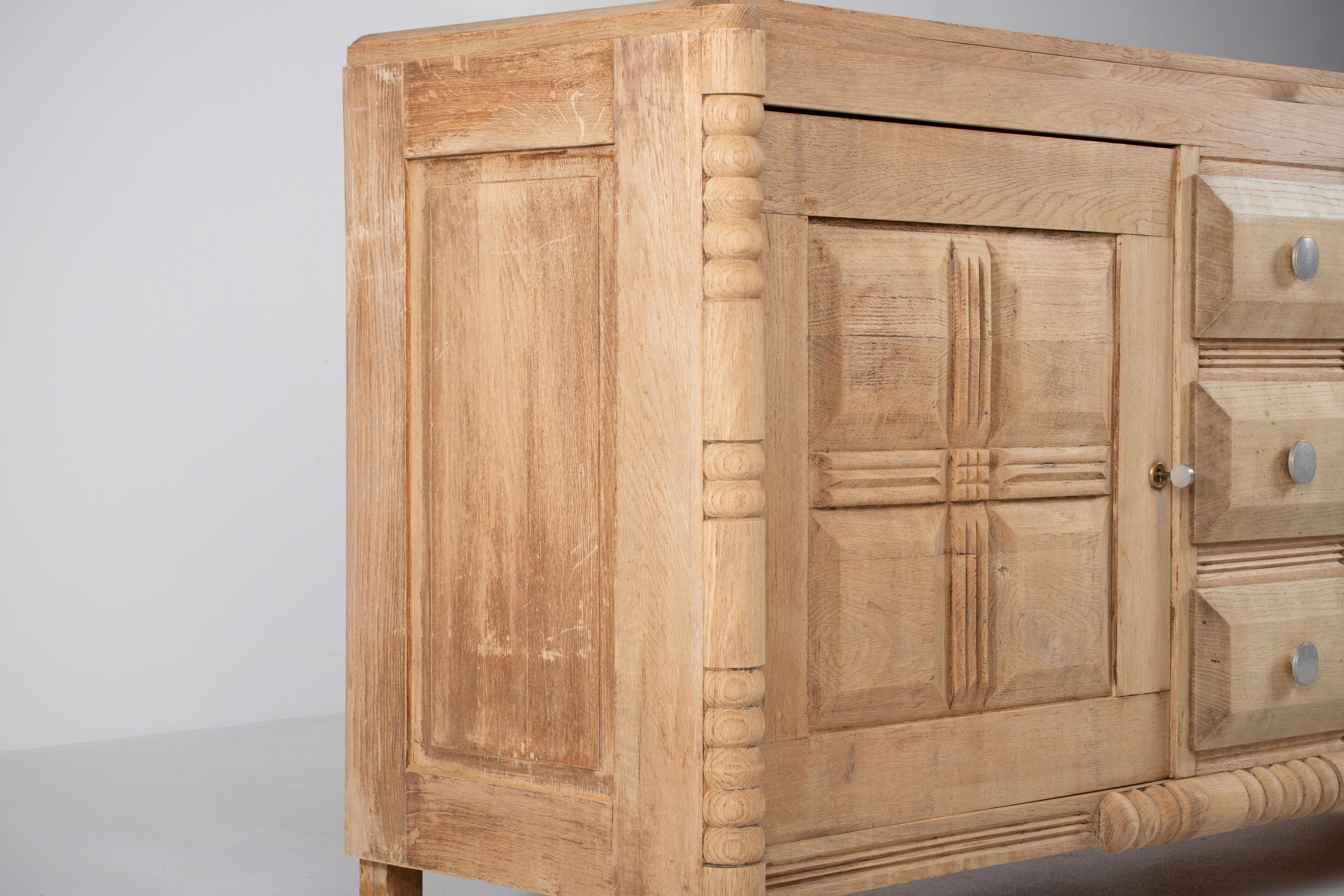 French Solid Oak Credenza, 1940s 3