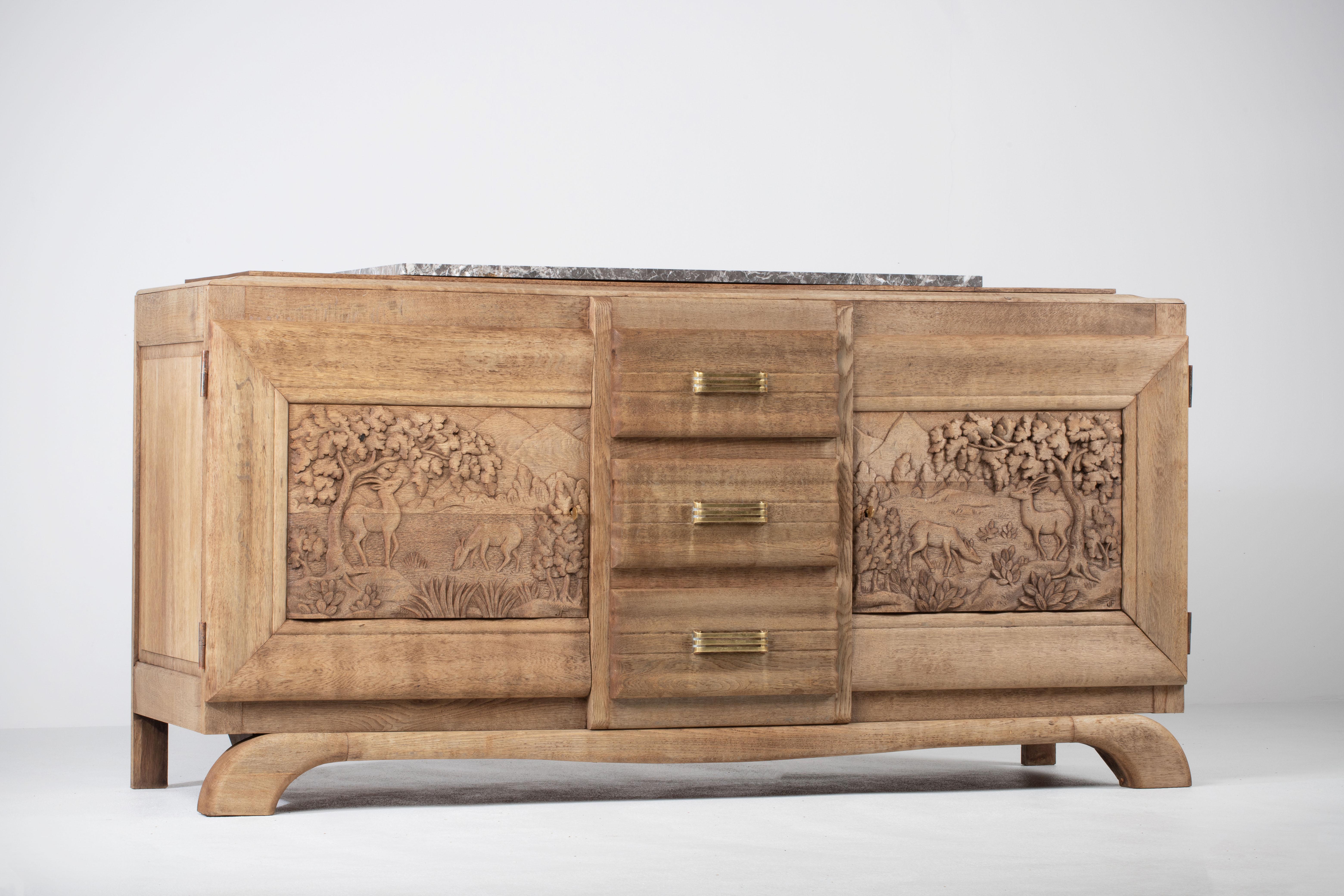 French Solid Oak Credenza, 1940s 3