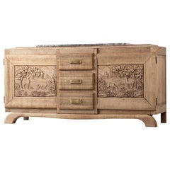 French Solid Oak Credenza, 1940s