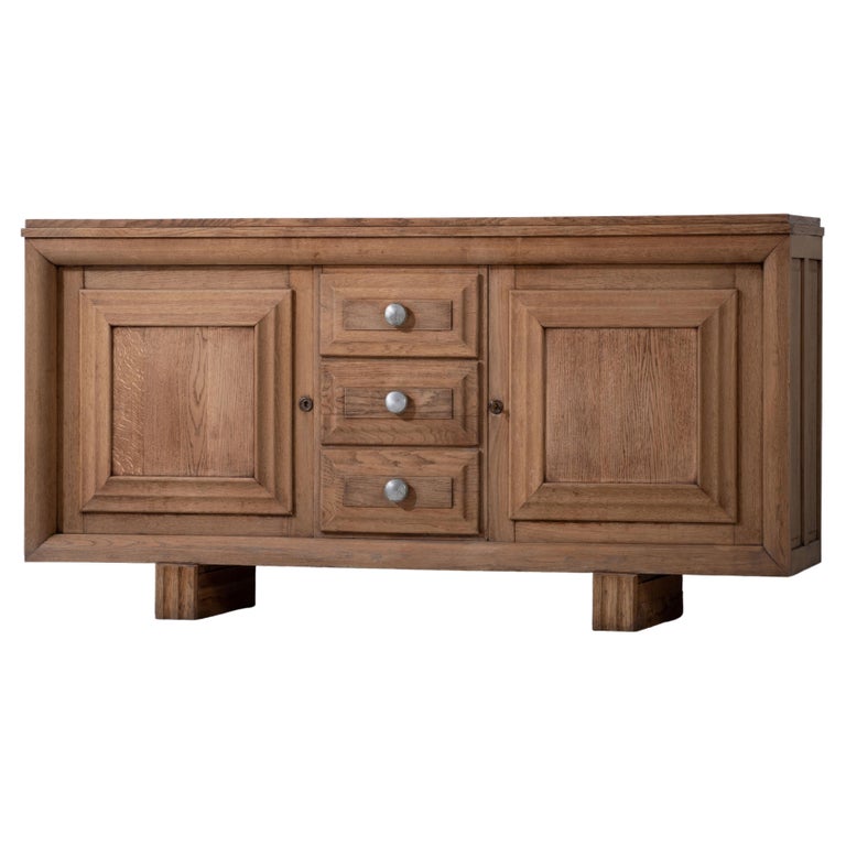 French, Solid Oak Credenza, 1940s For Sale at 1stDibs