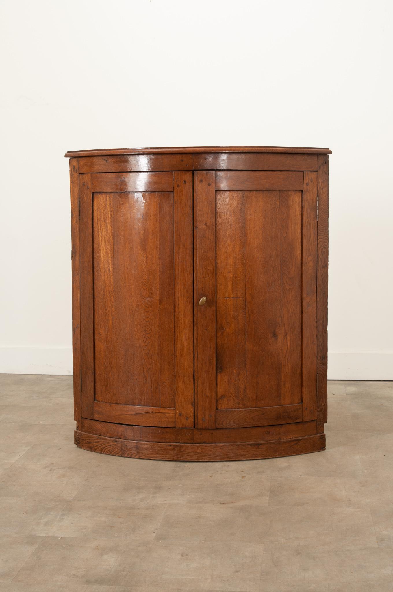 French Provincial French Solid Oak Demilune Corner Cabinet