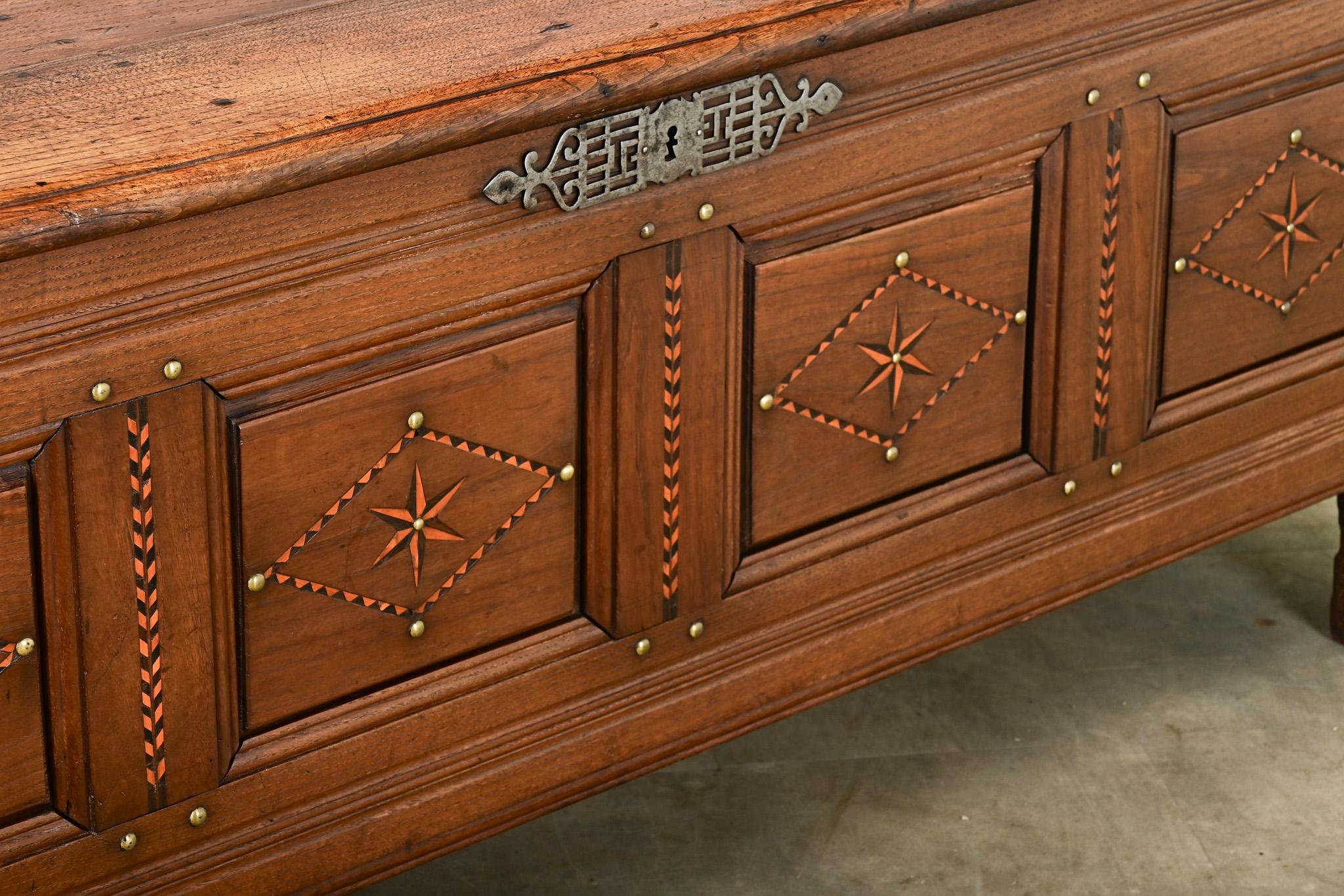 French Solid Oak & Inlay Coffer 1