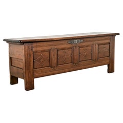 French Solid Oak & Inlay Coffer