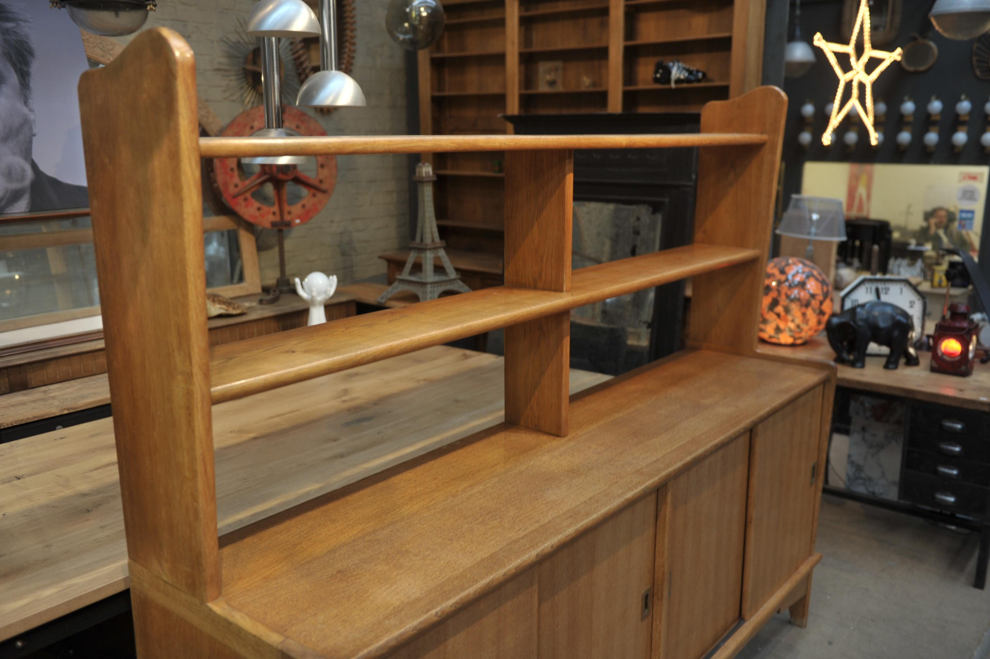 Mid-20th Century French Solid Oak Midcentury Shelf Cabinet, circa 1950 For Sale